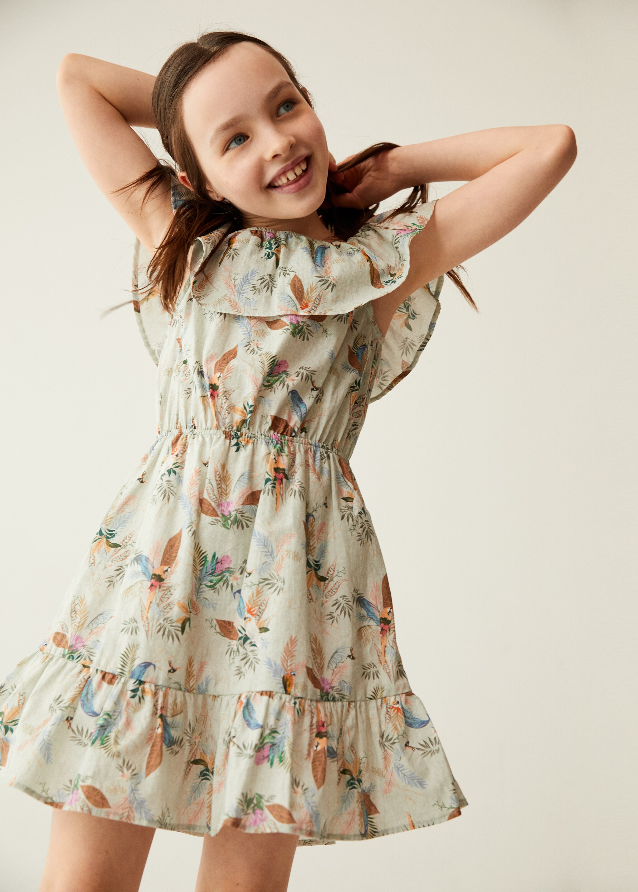 Vestido estampado tropical - Plano medio