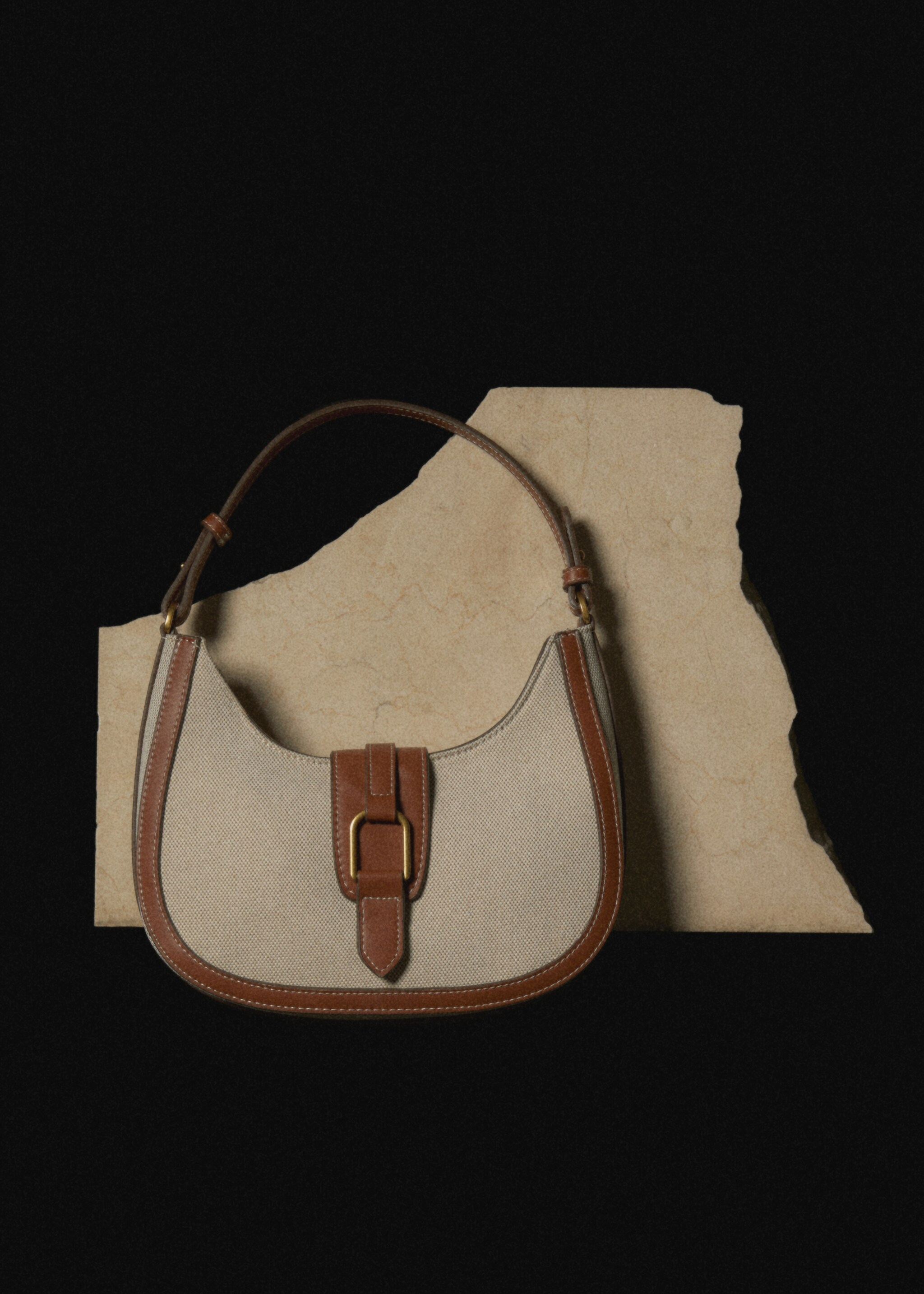 Contrast canvas shoulder bag - Details of the article 6, Leather. Ref: 87045741-00.