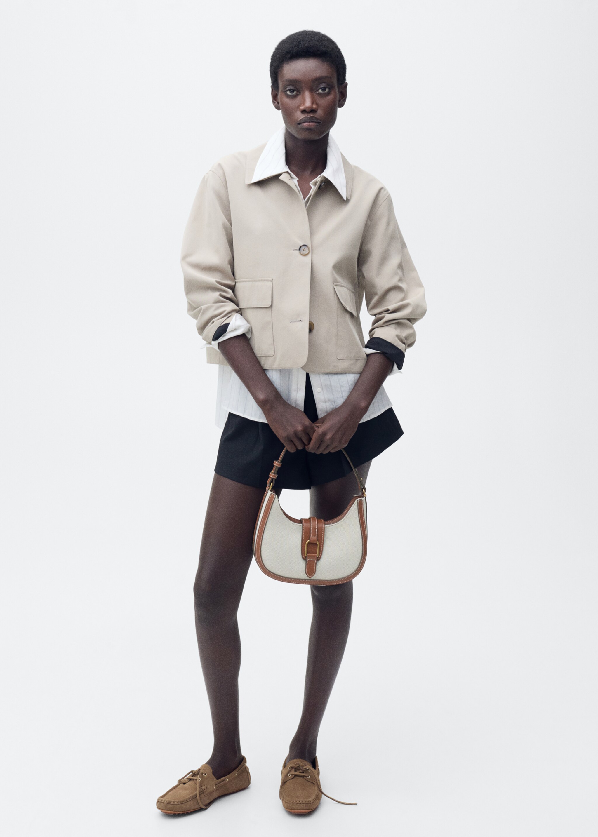 Contrast canvas shoulder bag - Details of the article 9, Leather. Ref: 87045741-00.