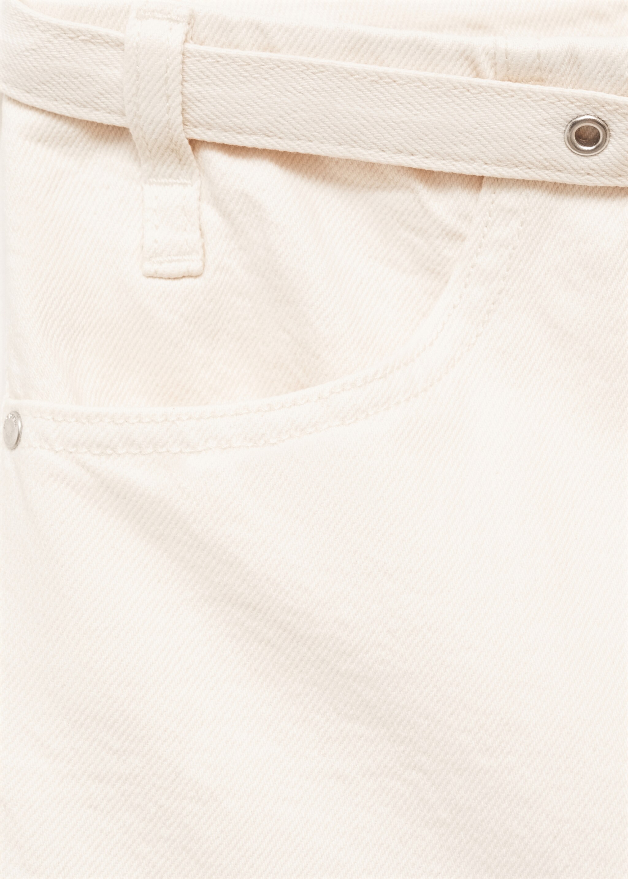 Wide-Leg-Jeans mit Gürtel - Detail des Artikels 8, Cremeweiß. Ref: 87045743-00.