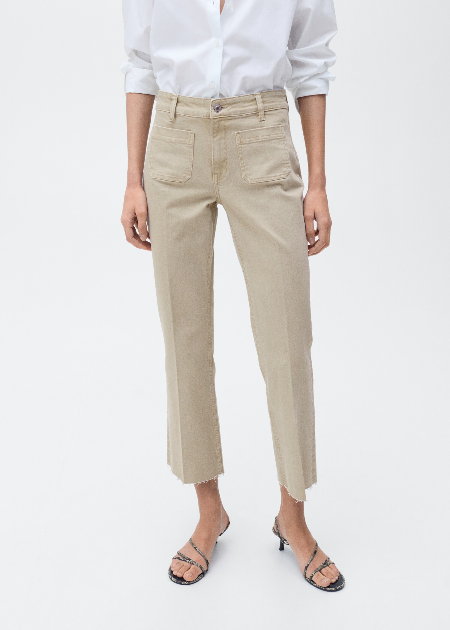 Flared cropped jeans with pockets - Medium plane