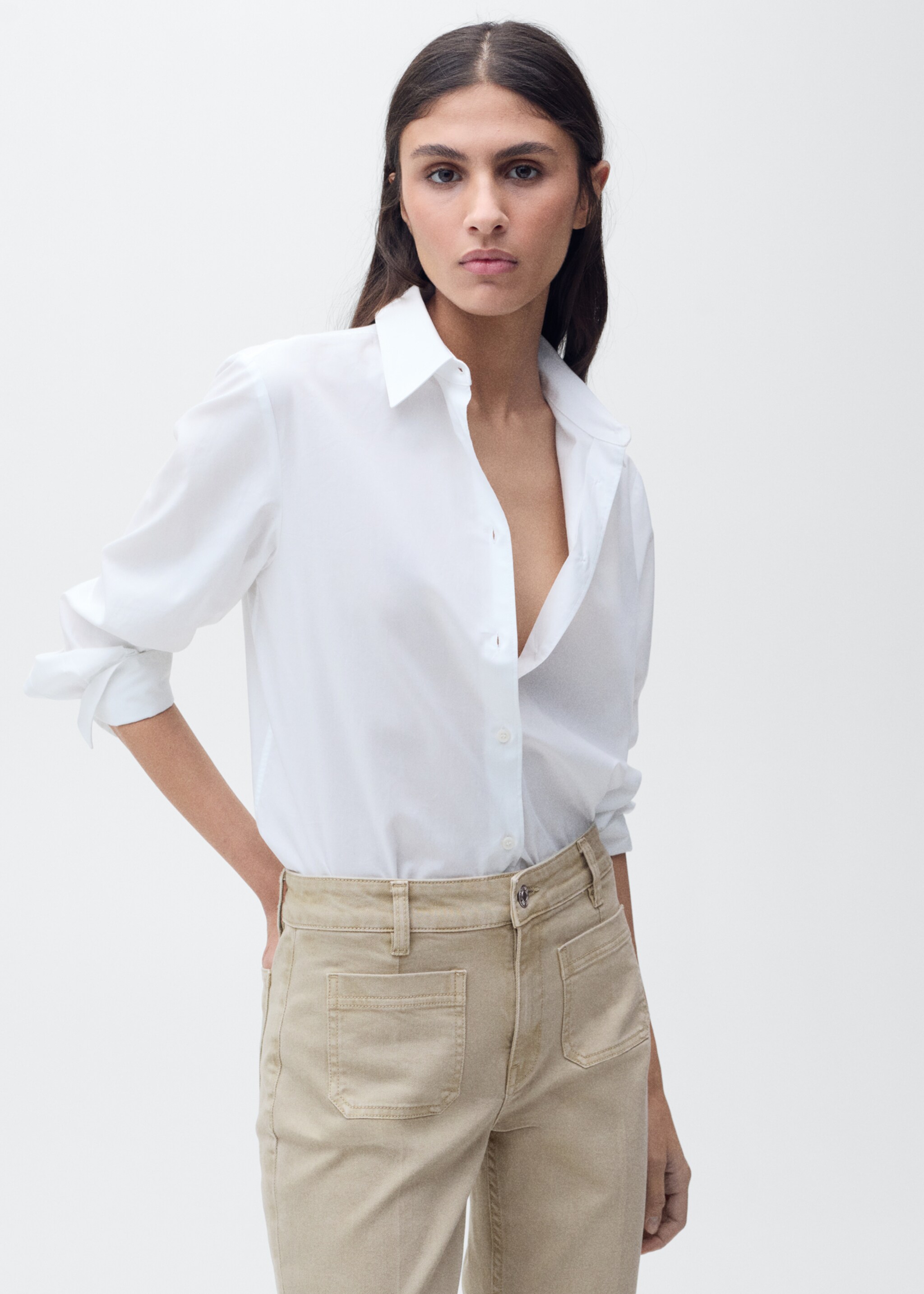 Flared cropped jeans with pockets - Details of the article 1, Pastel Green. Ref: 87045744-00.