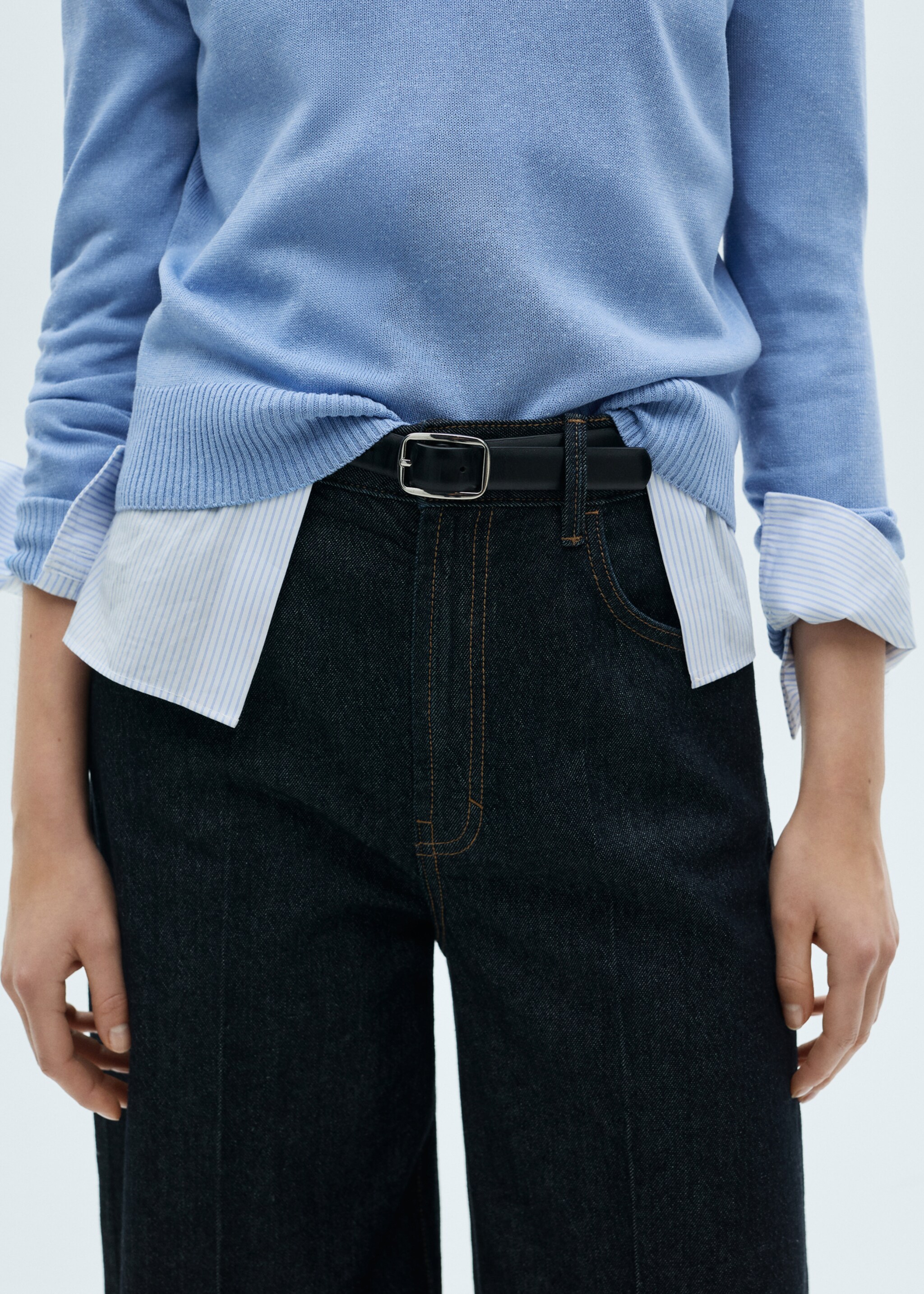 Jersey punto mezcla lino - Detalle del artículo 6, Azul celeste. Ref: 87045746-00.