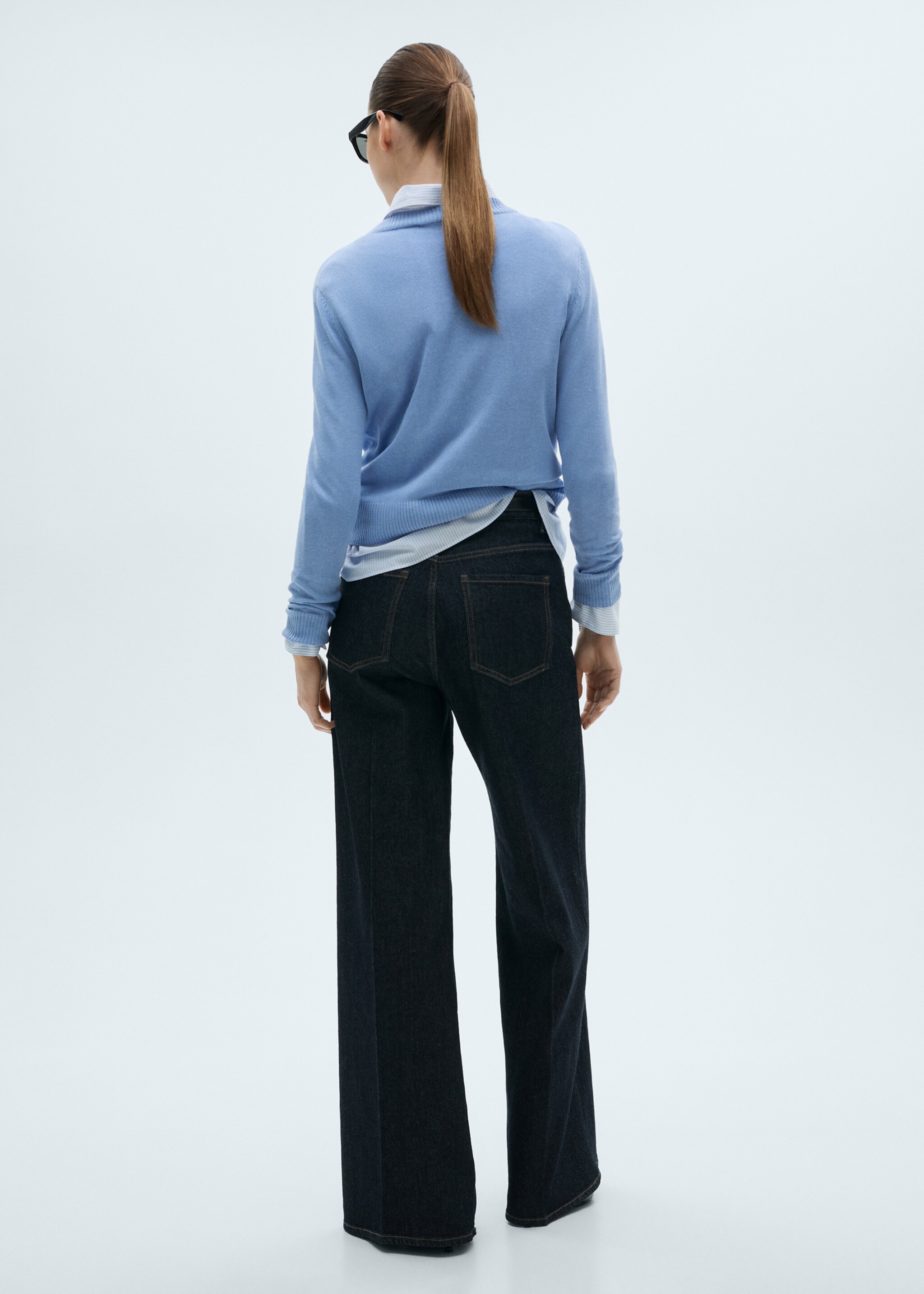 Jersey punto mezcla lino - Reverso del artículo, Azul celeste. Ref: 87045746-00.