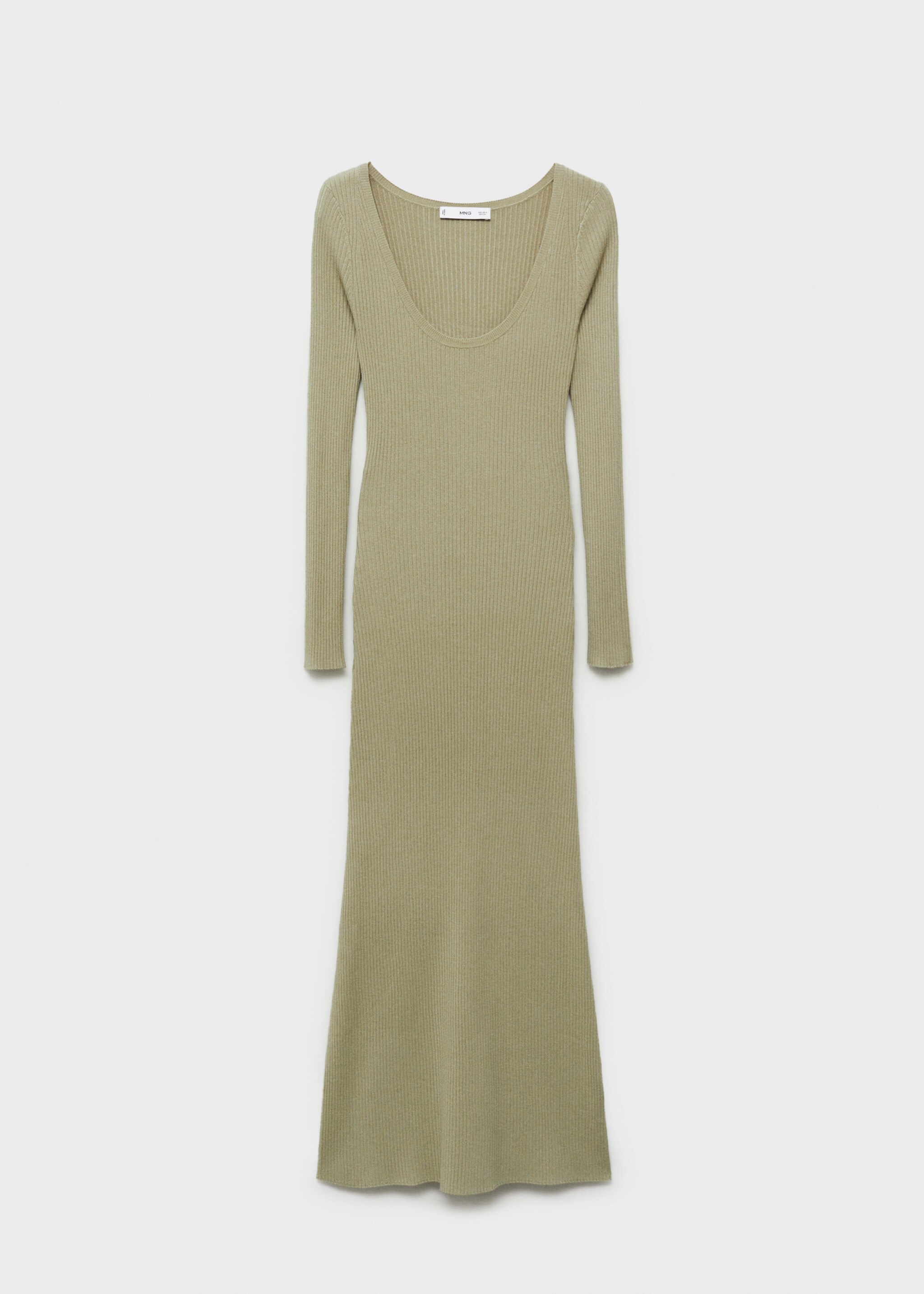 Rib-knit midi-dress - Article without model, Khaki. Ref: 87045750-00.