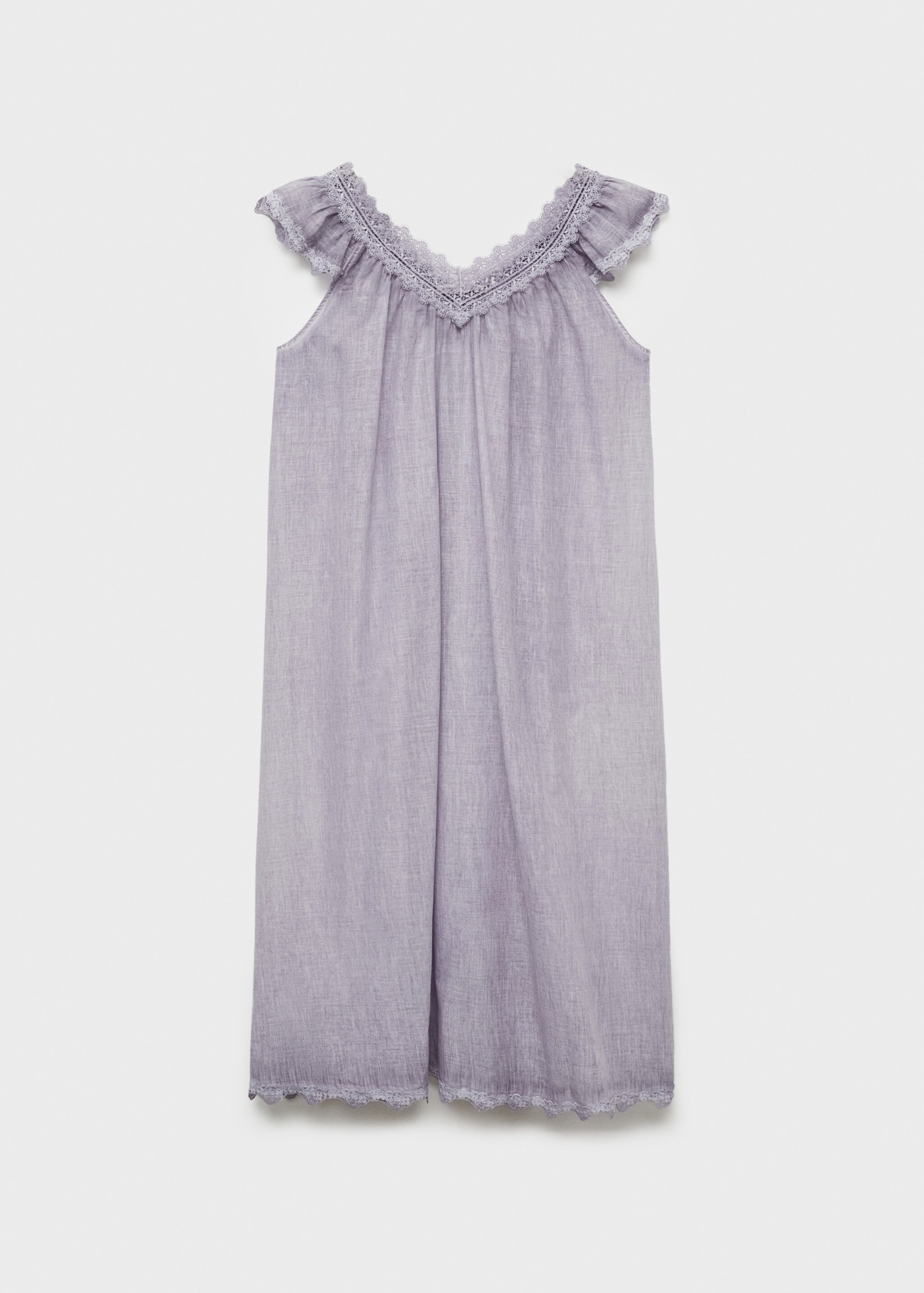Overdyed lace cotton nightdress - Article without model, Lilac. Ref: 87045752-00.