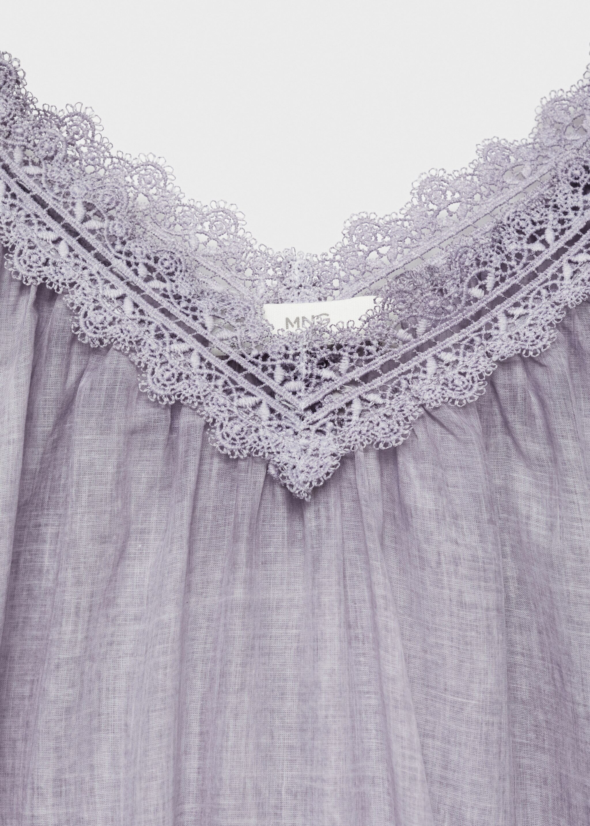 Overdyed lace cotton nightdress - Details of the article 0, Lilac. Ref: 87045752-00.