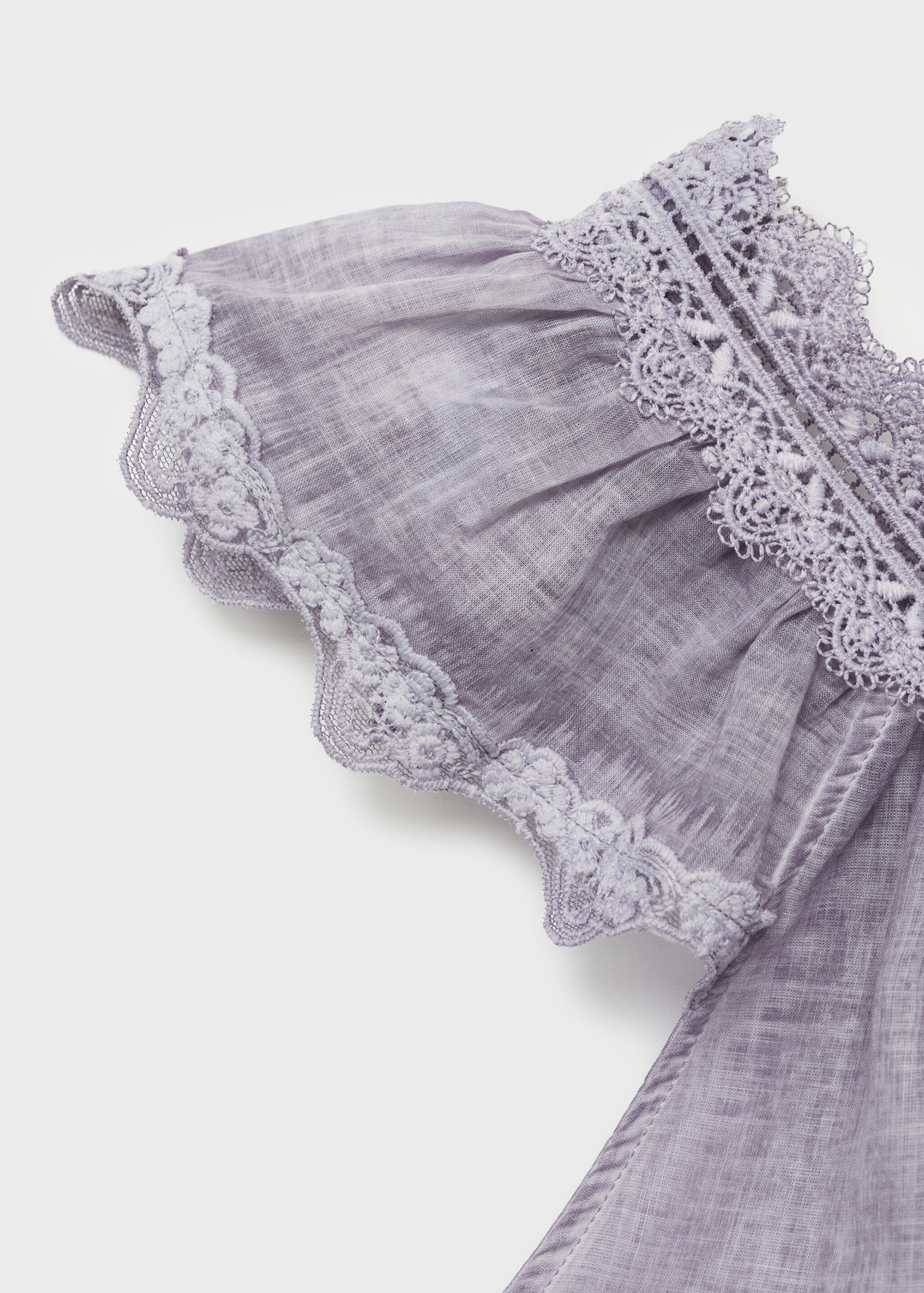 Overdyed lace cotton nightdress - Details of the article 8, Lilac. Ref: 87045752-00.