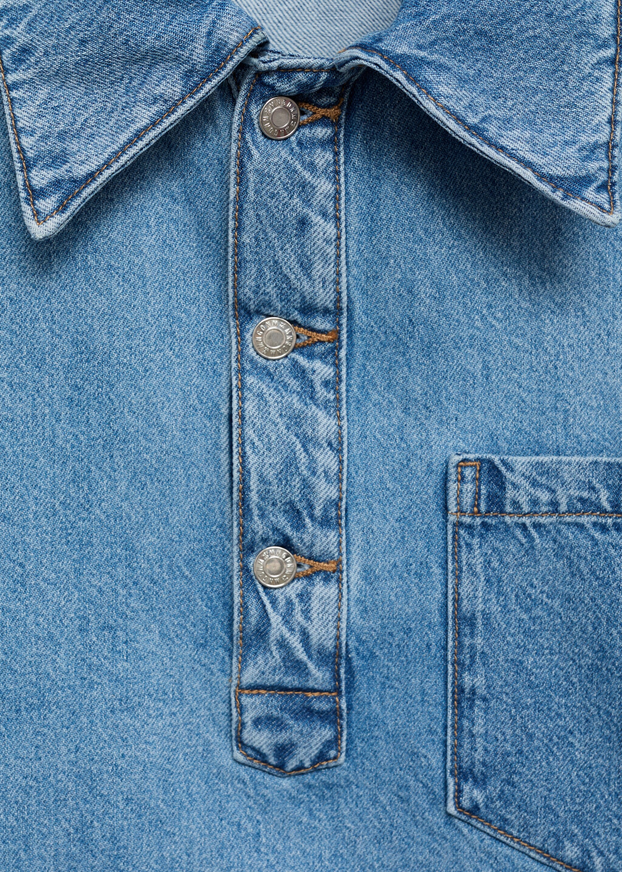 Denim blouse met borstzak - Detail van het artikel 8, Middenblauw. Ref: 87045756-00.