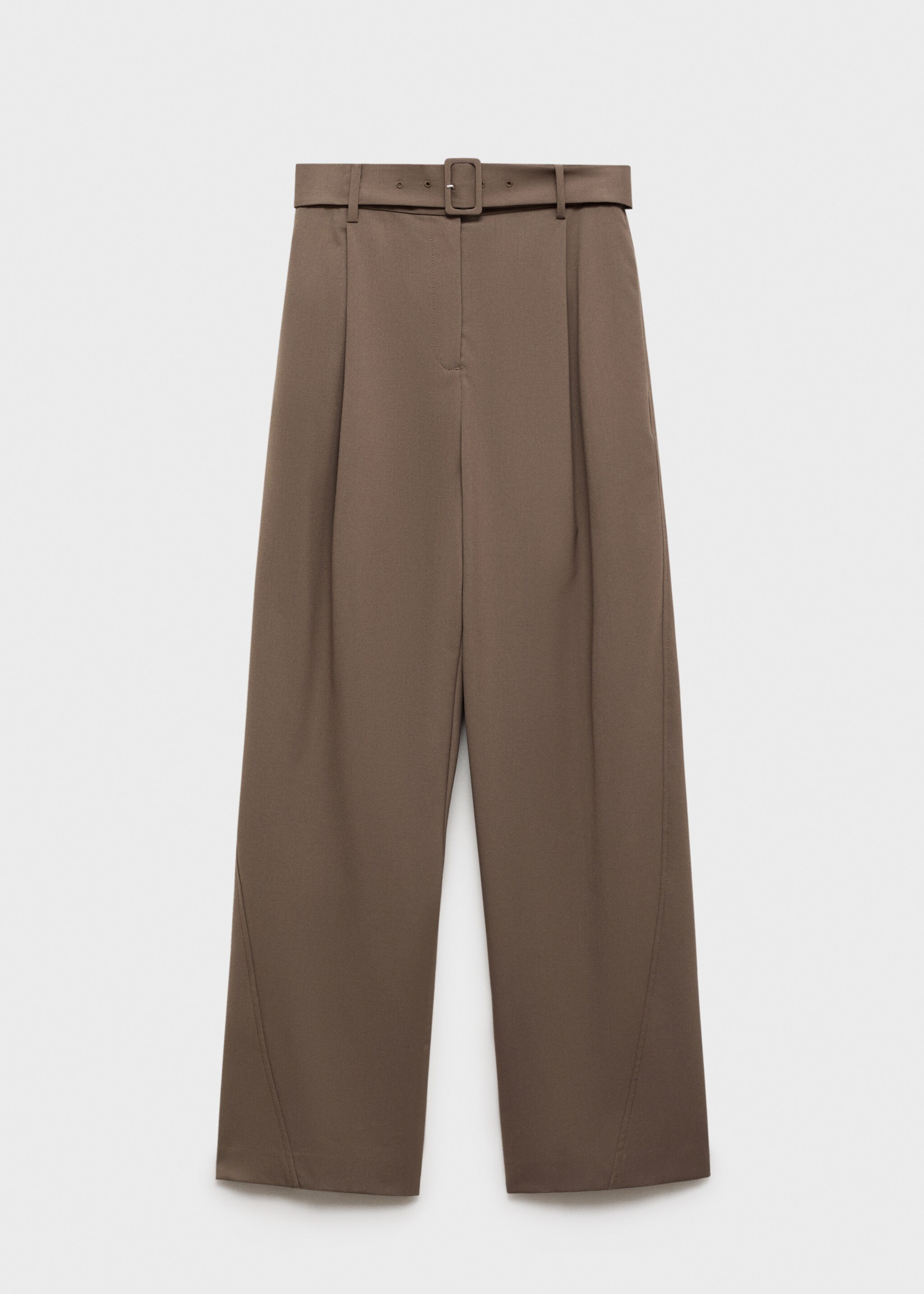 Belt straight-fit trousers - Article without model, Medium Brown. Ref: 87045757-00.