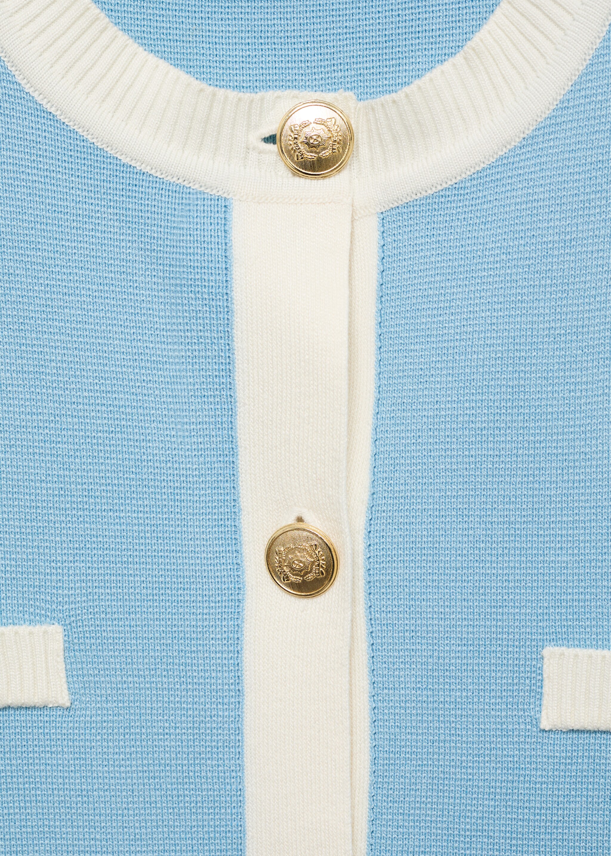 Gilet maille liserés contrastants - Détail de l'article 8, Turquoise. Ref: 87045763-00.