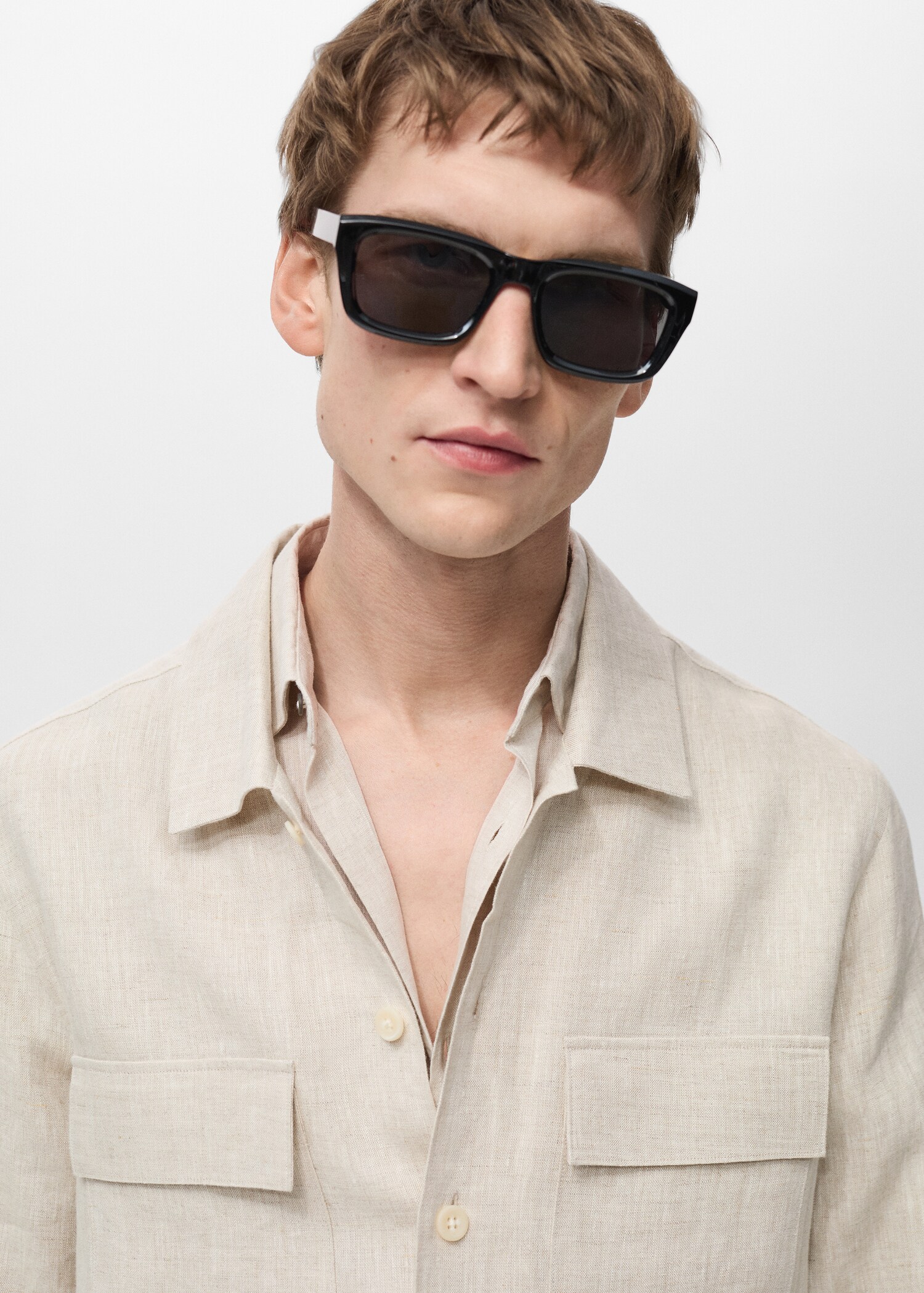 Overshirt mit Taschen aus 100 % Leinen - Detail des Artikels 1