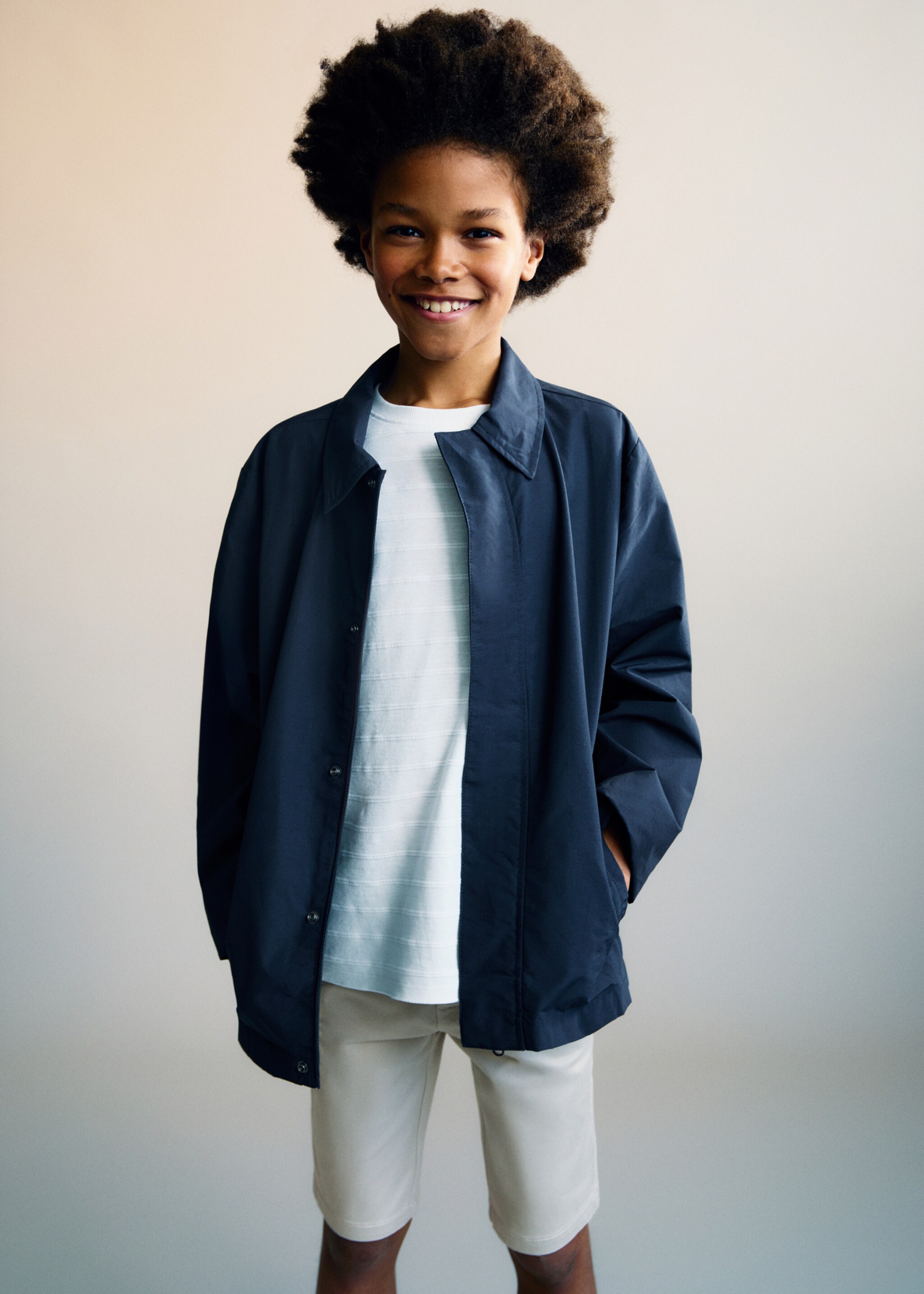 Parka coton - Plan moyen, Bleu marine foncé. Ref: 87045941-00.