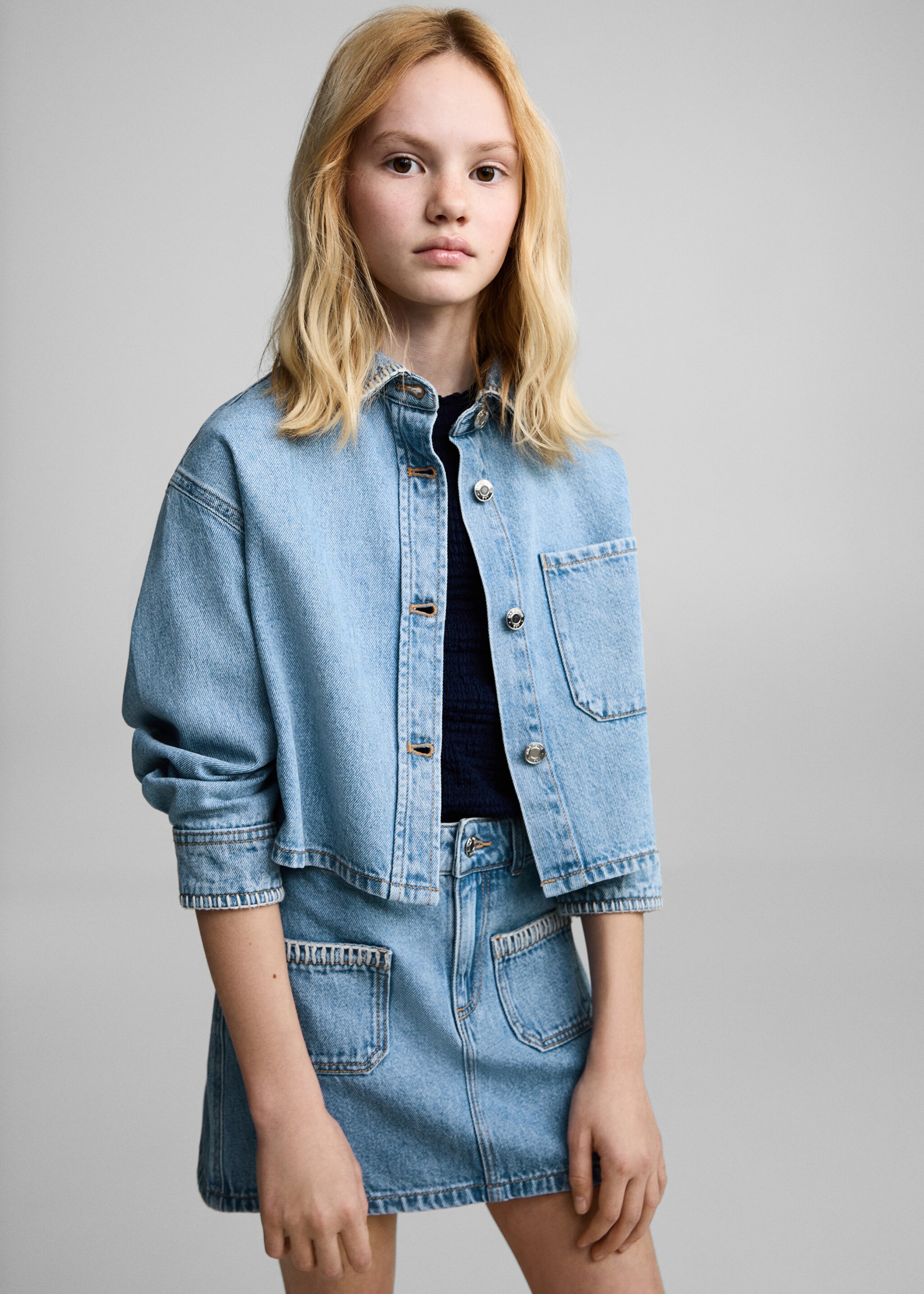 Denim short skirt - Medium plane, Medium Blue. Ref: 87045949-00.