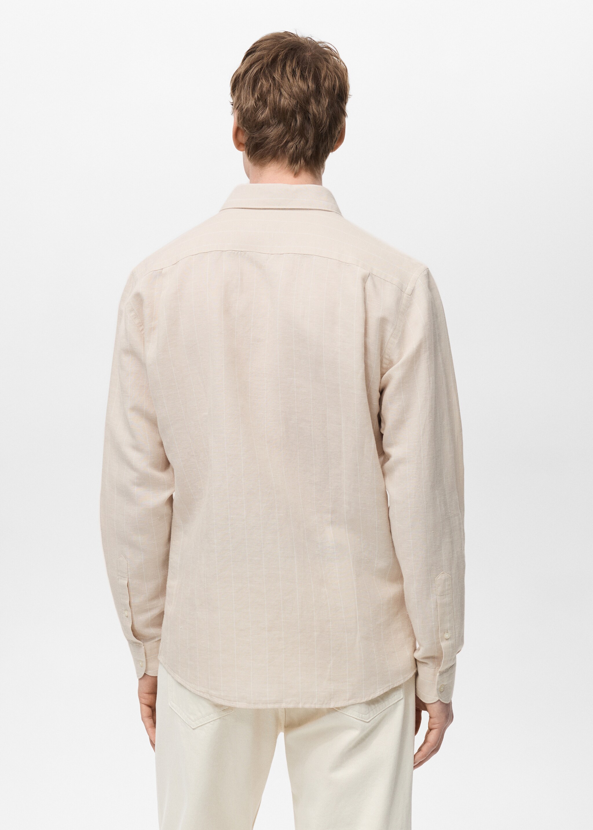 Chemise lin rayures tennis - Verso de l’article, Beige. Ref: 87045951-00.