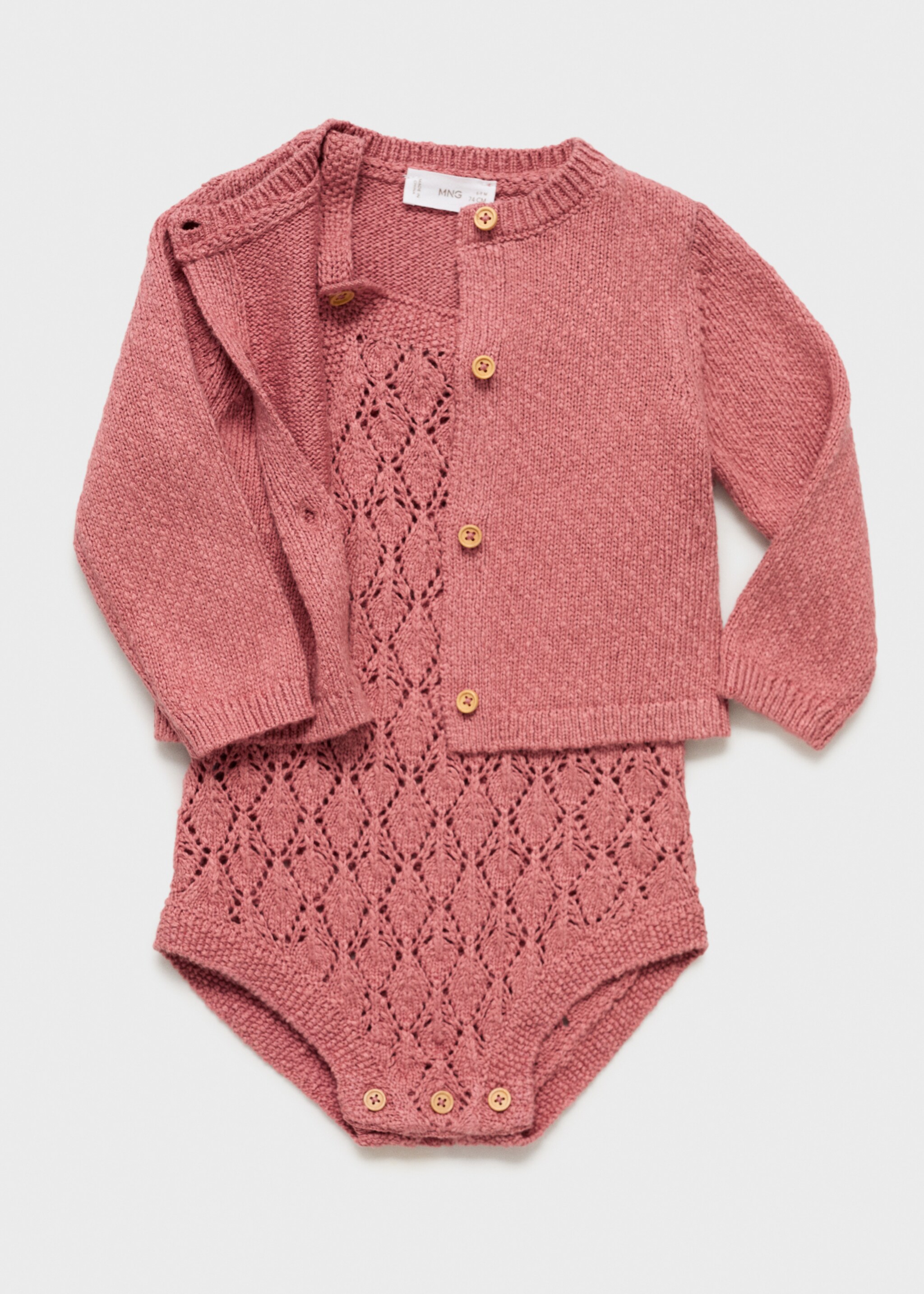 Knitted button cardigan - Details of the article 0, Pink. Ref: 87045955-00.