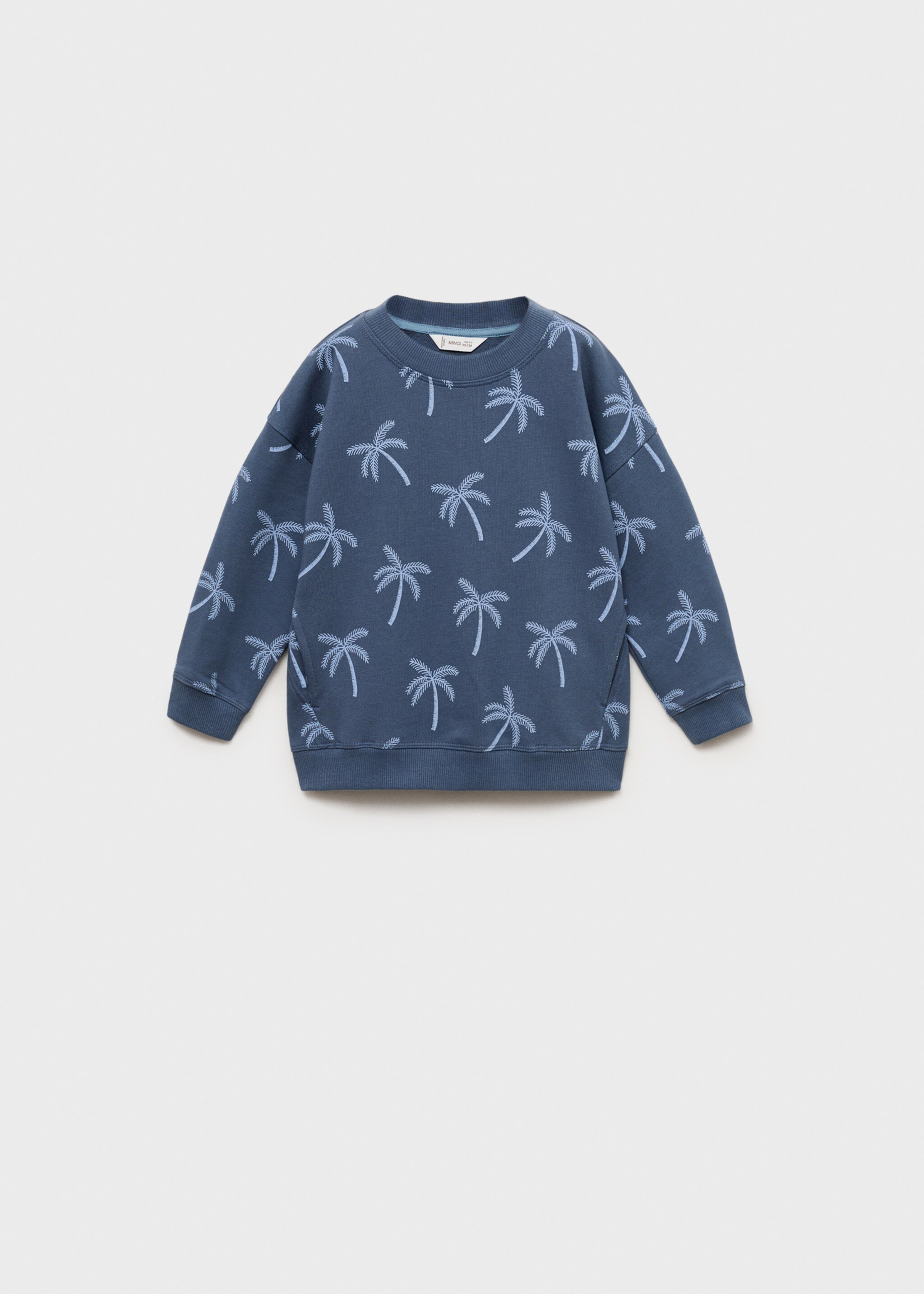 Palm trees printed sweatshirt - Article without model, Blue. Ref: 87045957-00.
