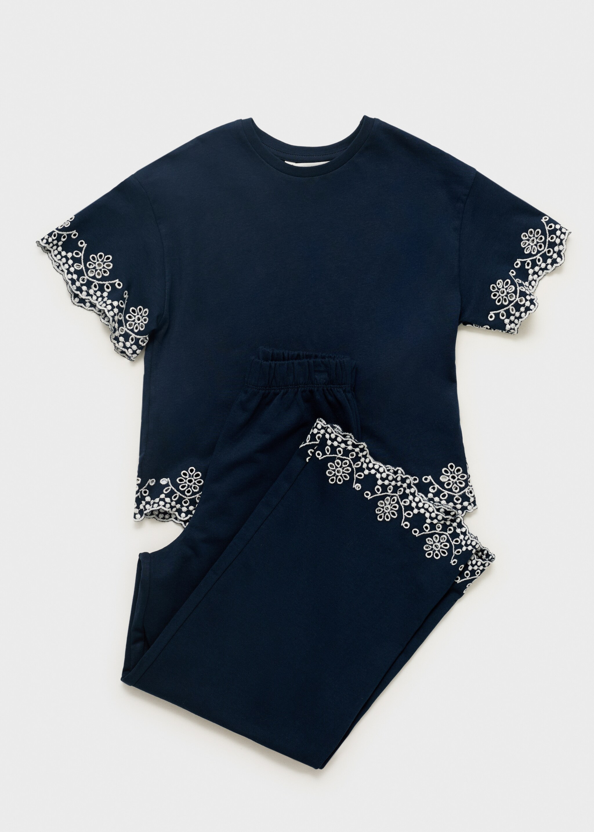 T-shirt détails brodés - Détail de l'article 8, Bleu marine foncé. Ref: 87045960-00.