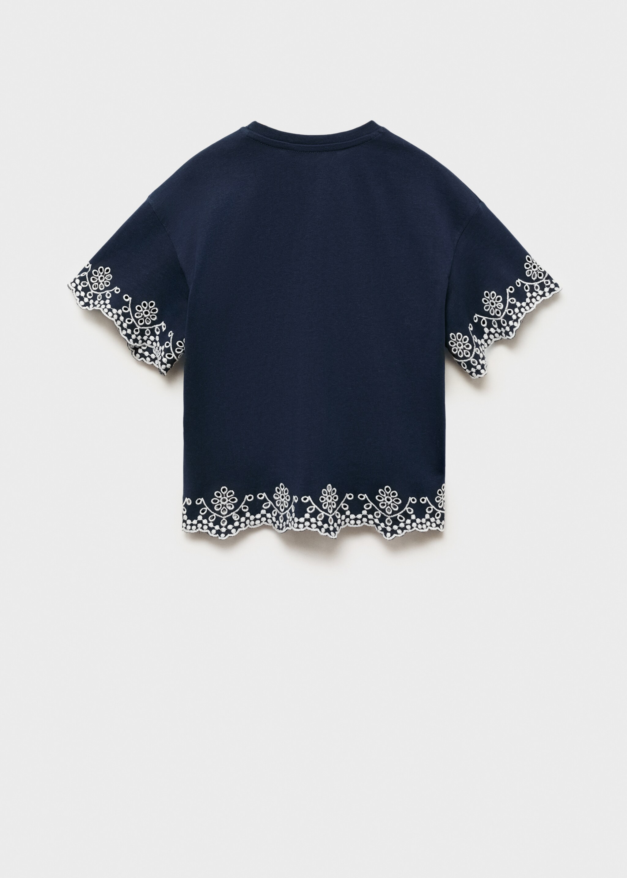 T-shirt détails brodés - Verso de l’article, Bleu marine foncé. Ref: 87045960-00.