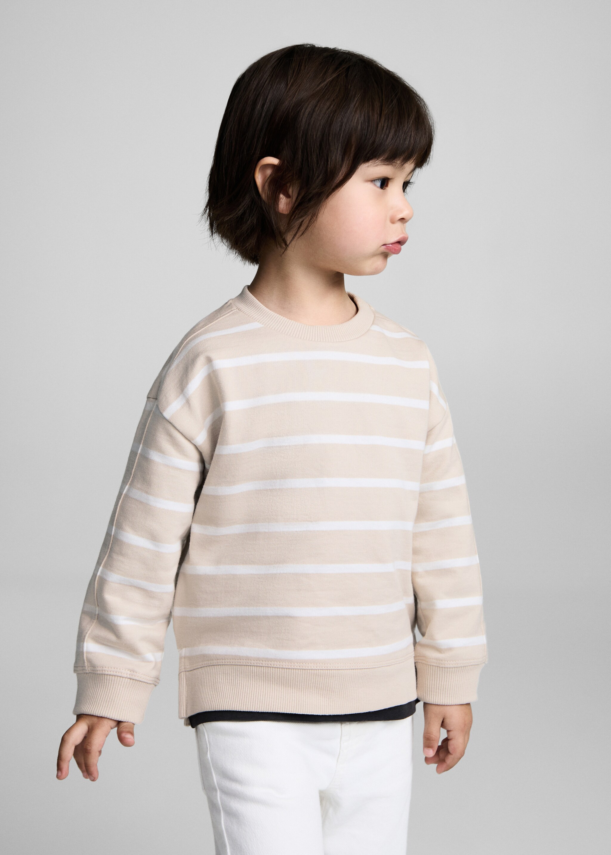 Striped cotton-blend sweatshirt - Medium plane, Sand. Ref: 87045964-00.