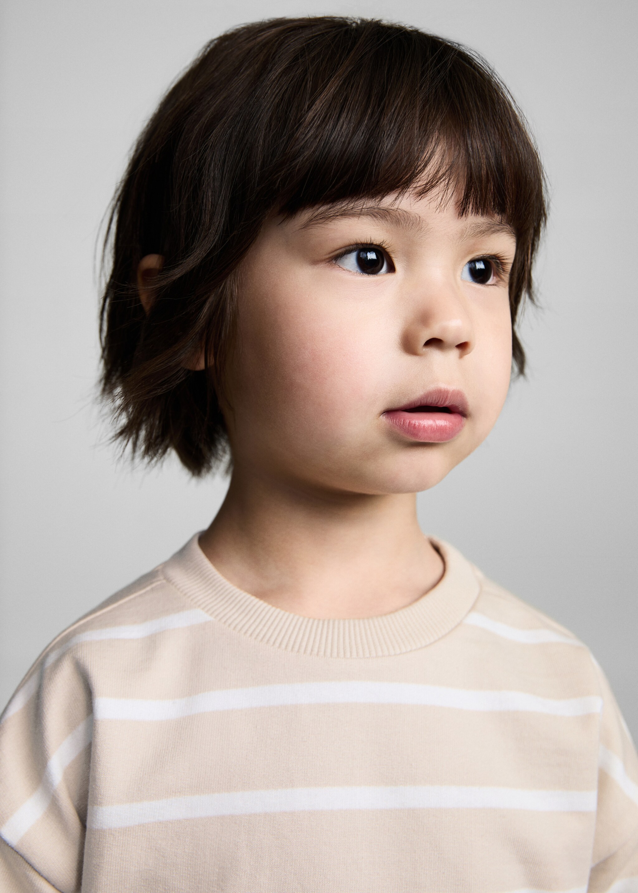 Striped cotton-blend sweatshirt - Details of the article 1, Sand. Ref: 87045964-00.