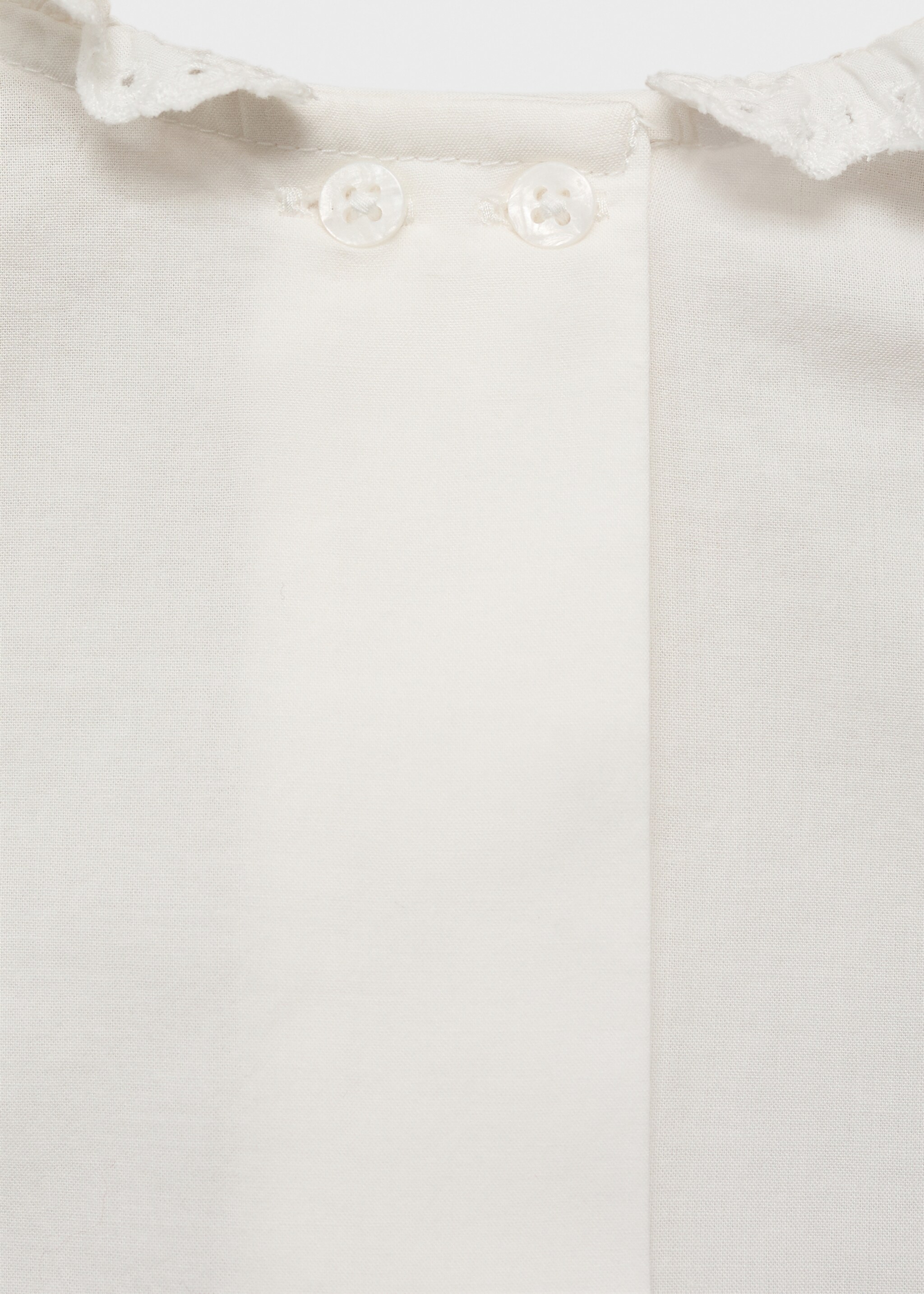 Cotton babydoll neck blouse - Details of the article 0, Off White. Ref: 87045966-00.