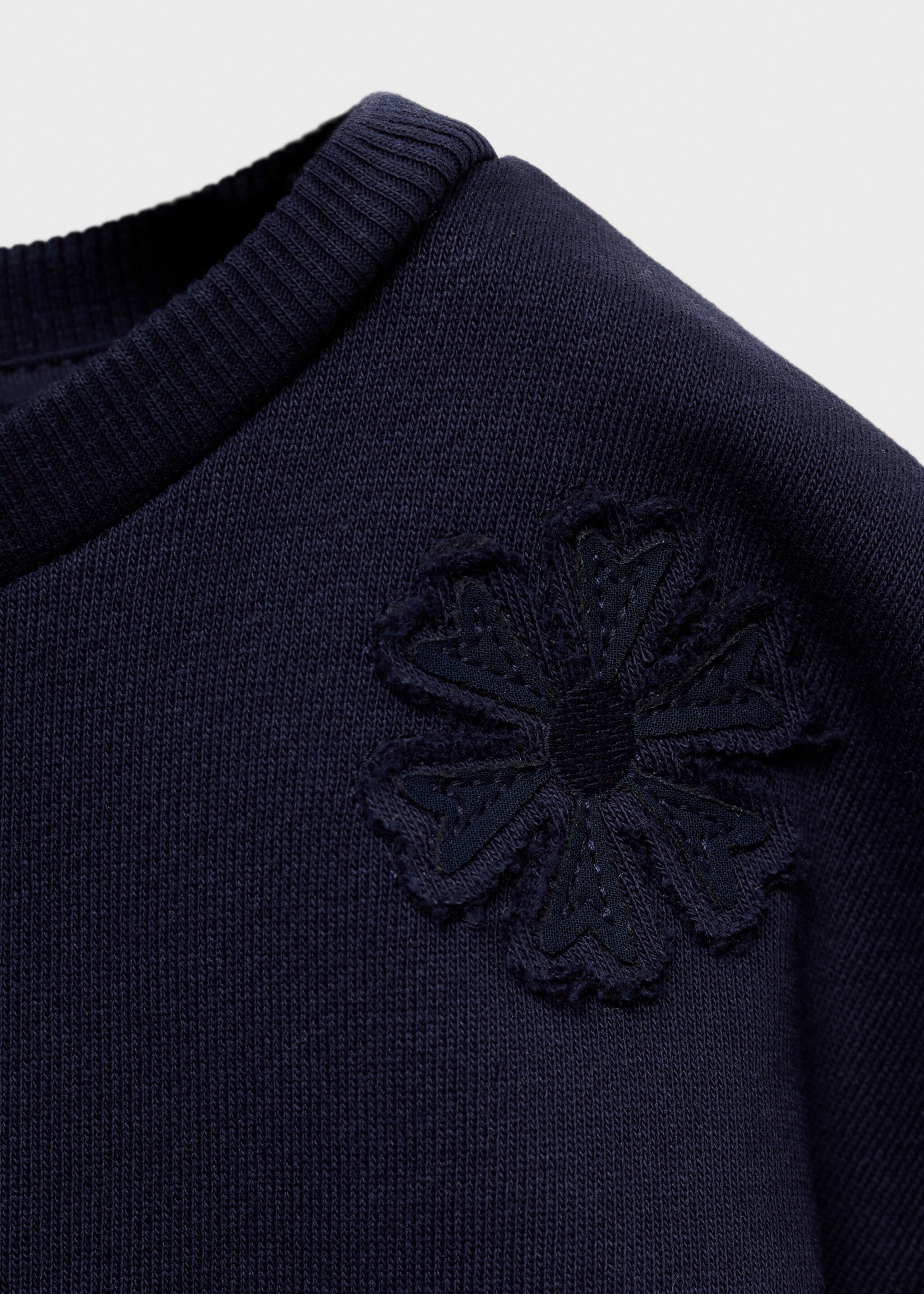 Embroidered detail cotton sweatshirt - Details of the article 8, Dark Navy. Ref: 87045970-00.