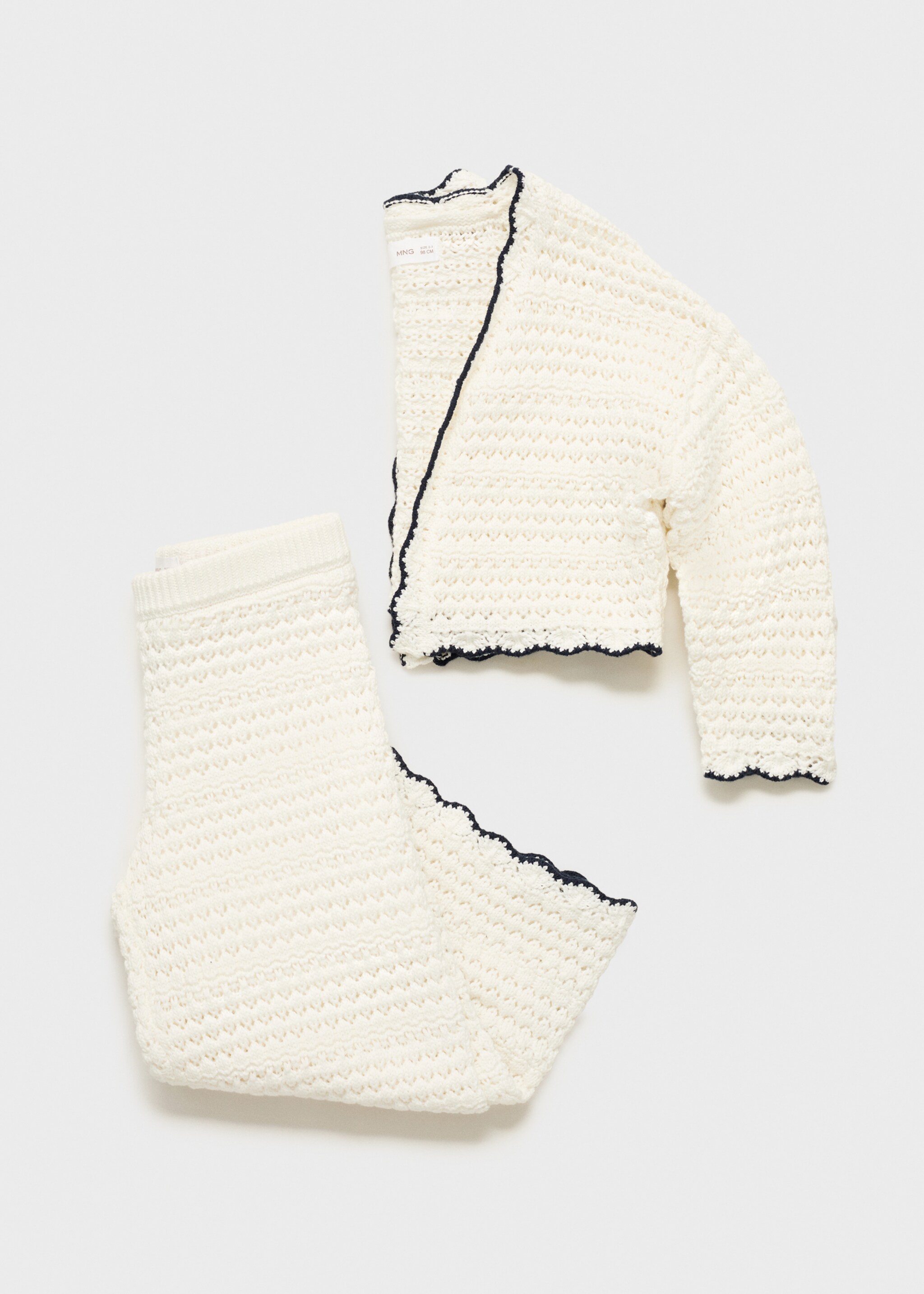 Opengewerkte gebreide broek - Detail van het artikel 8, Wit. Ref: 87045981-00.