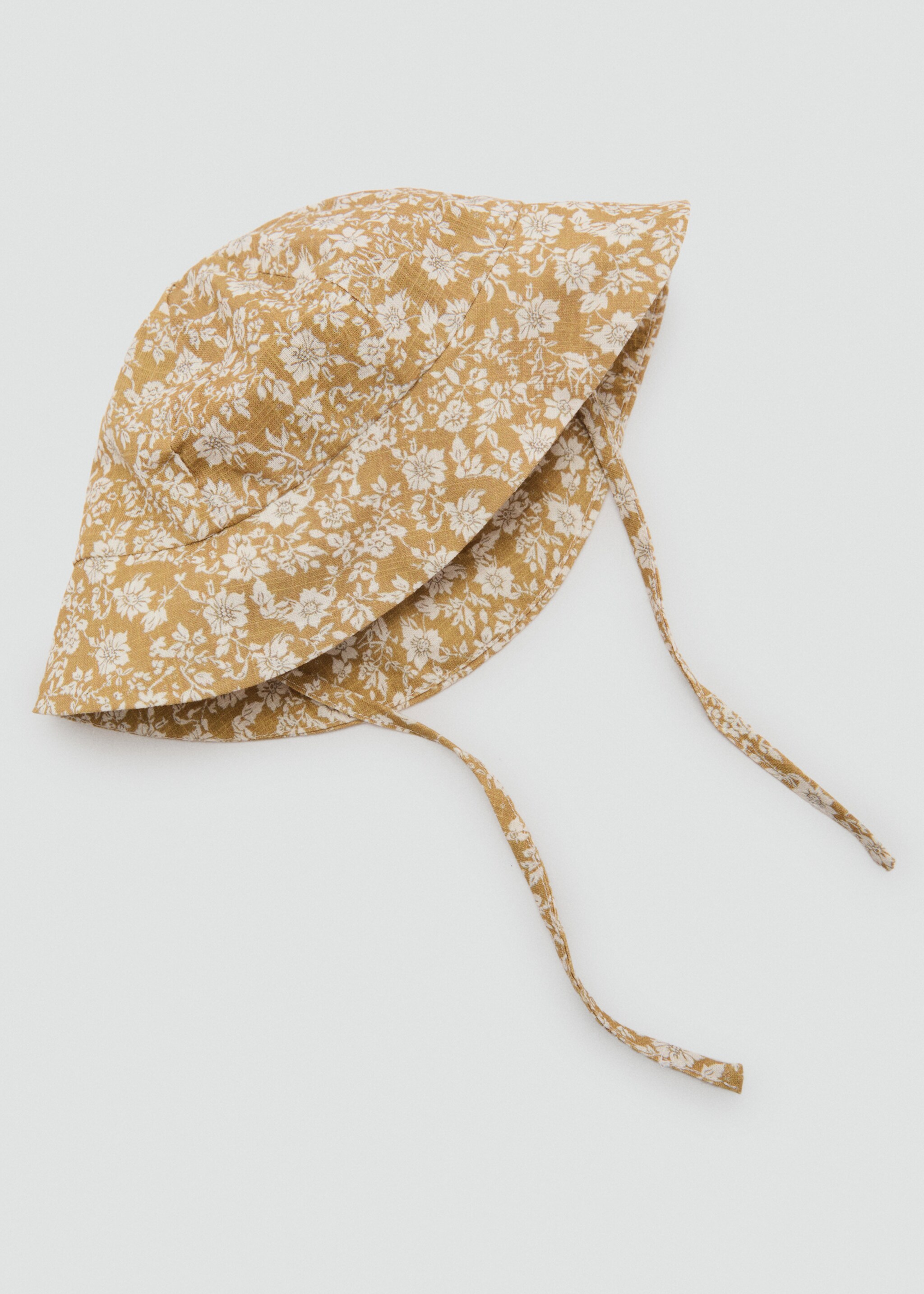 Cotton flowers hat - Details of the article 1, Mustard. Ref: 87045991-00.