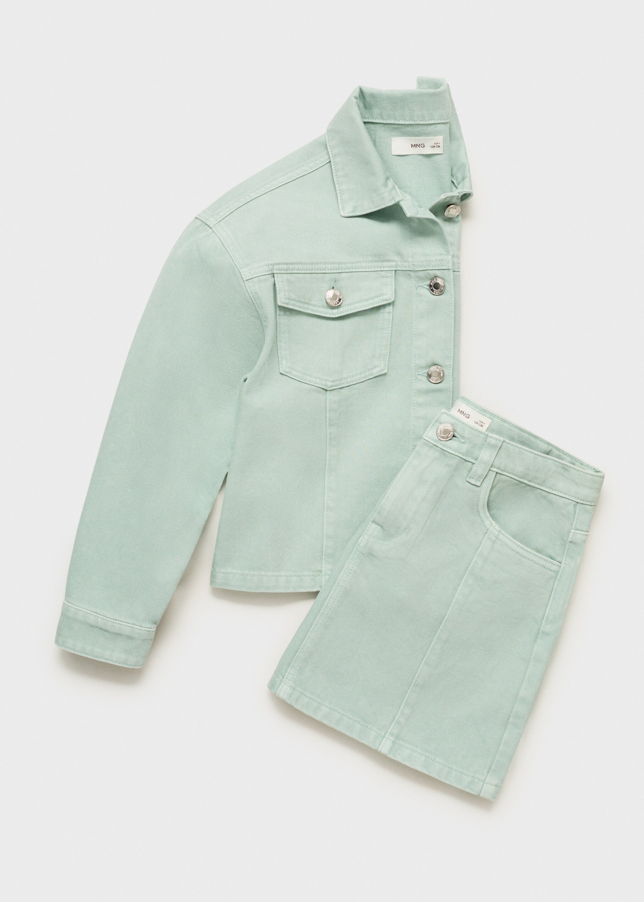 Blouson en jean poches - Détail de l'article 8, Vert pastel. Ref: 87046345-00.