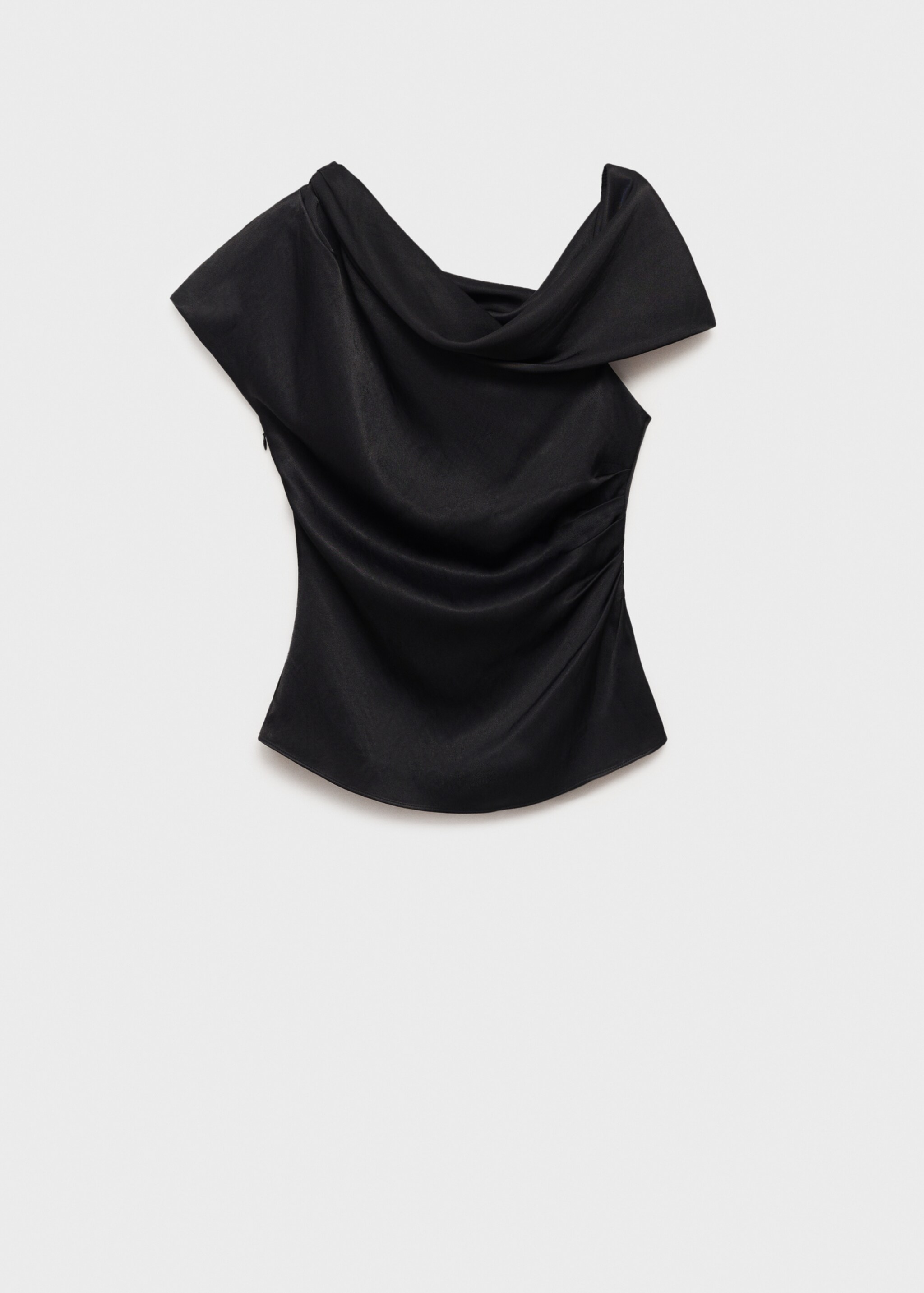 Short-sleeved draped blouse - Article without model, Black. Ref: 87046374-00.