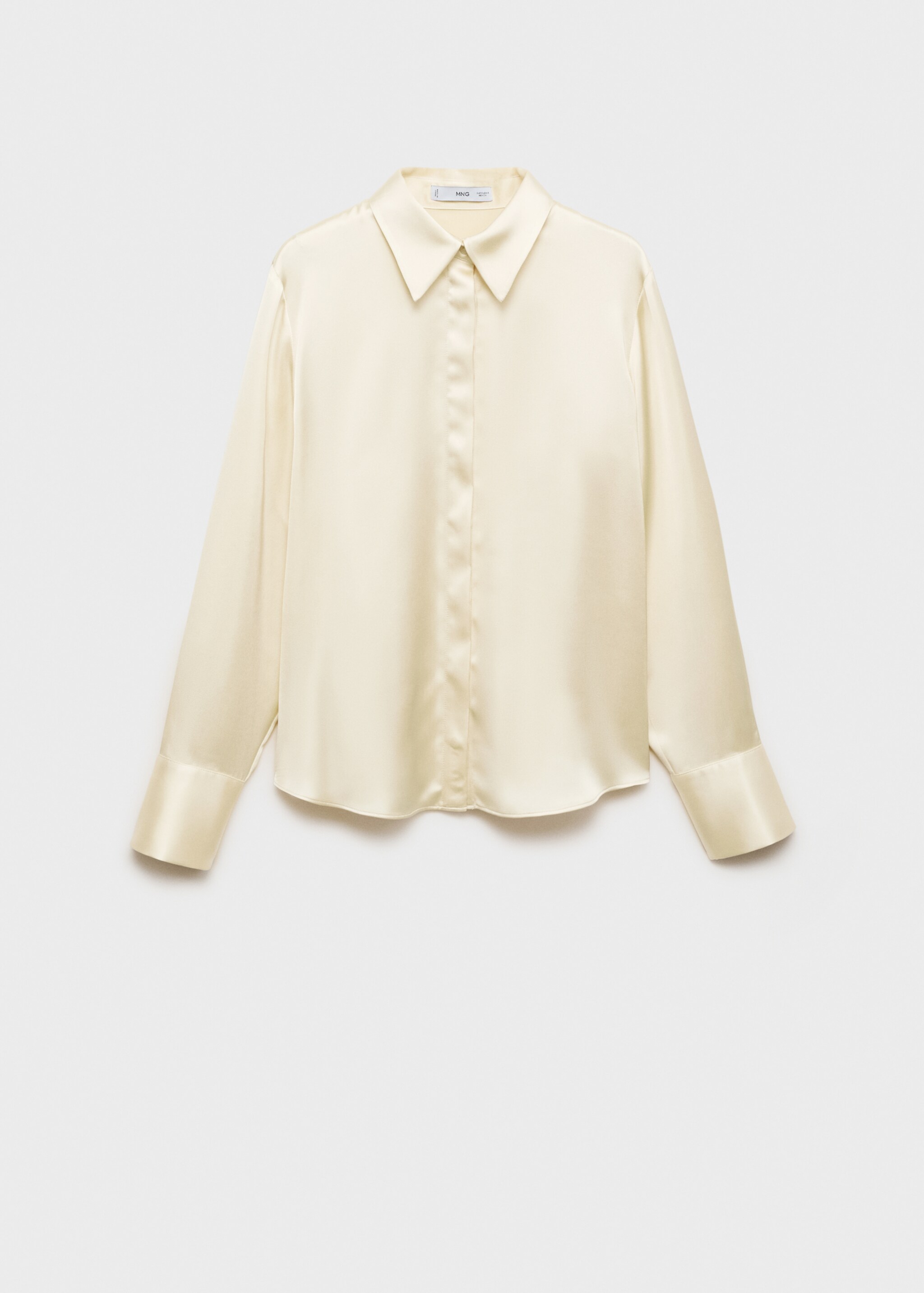 Chemise satinée boutons dissimulés - Article sans modèle, Écru. Ref: 87046711-00.