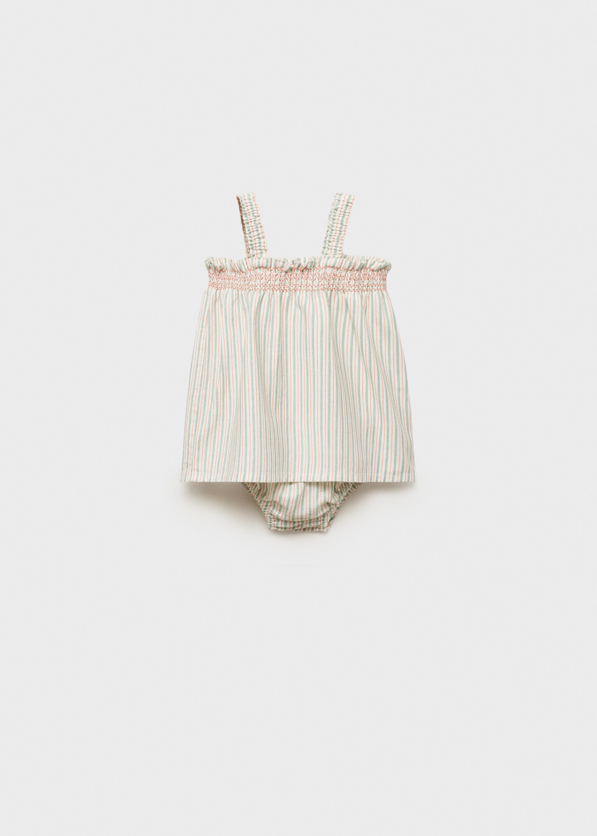 Kleid und Höschen aus Baumwolle mit Leinen - Artikel ohne Model, Cremeweiß. Ref: 87046717-00.