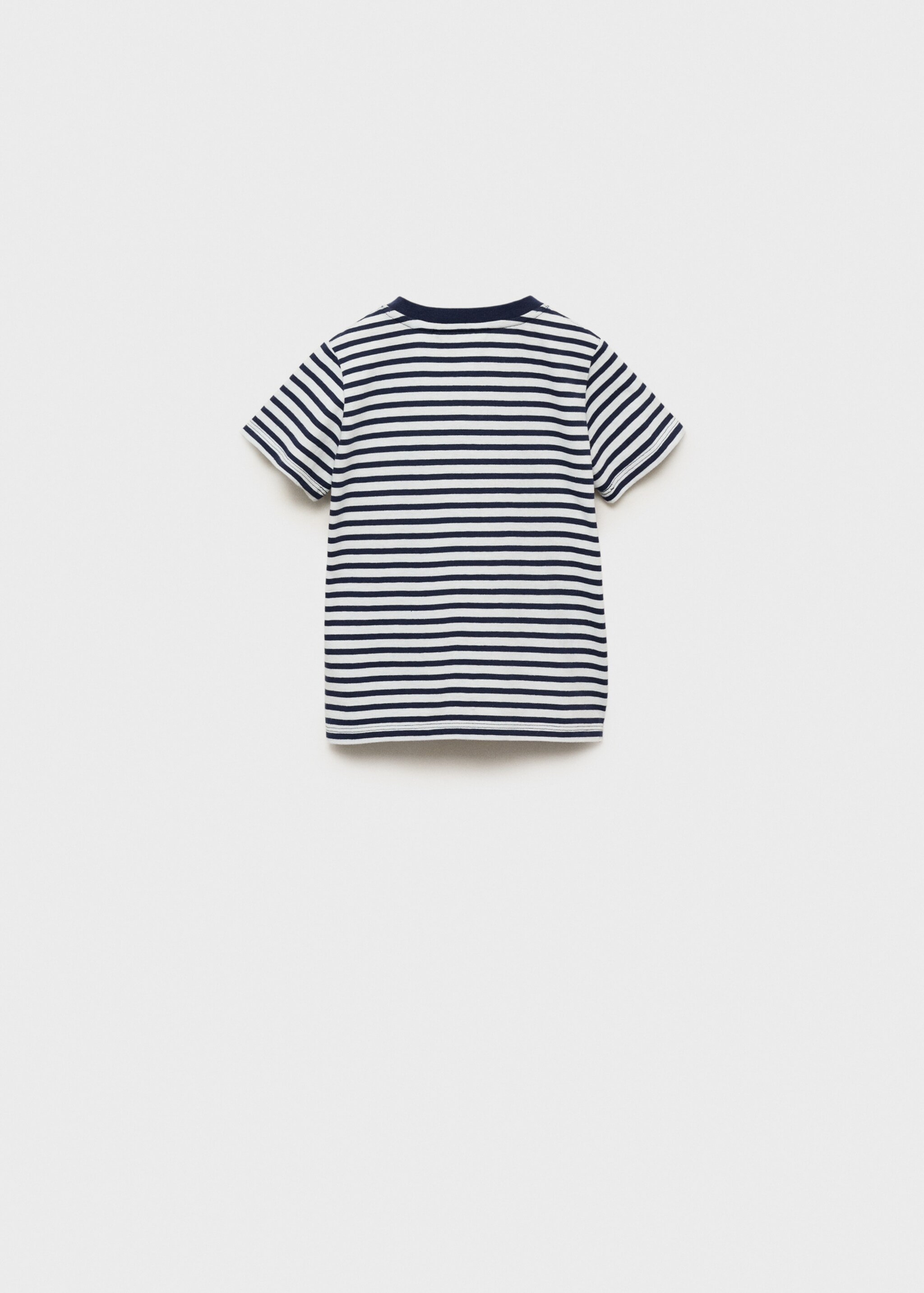 Buttoned striped T-shirt - Reverse of the article, Navy. Ref: 87046719-00.