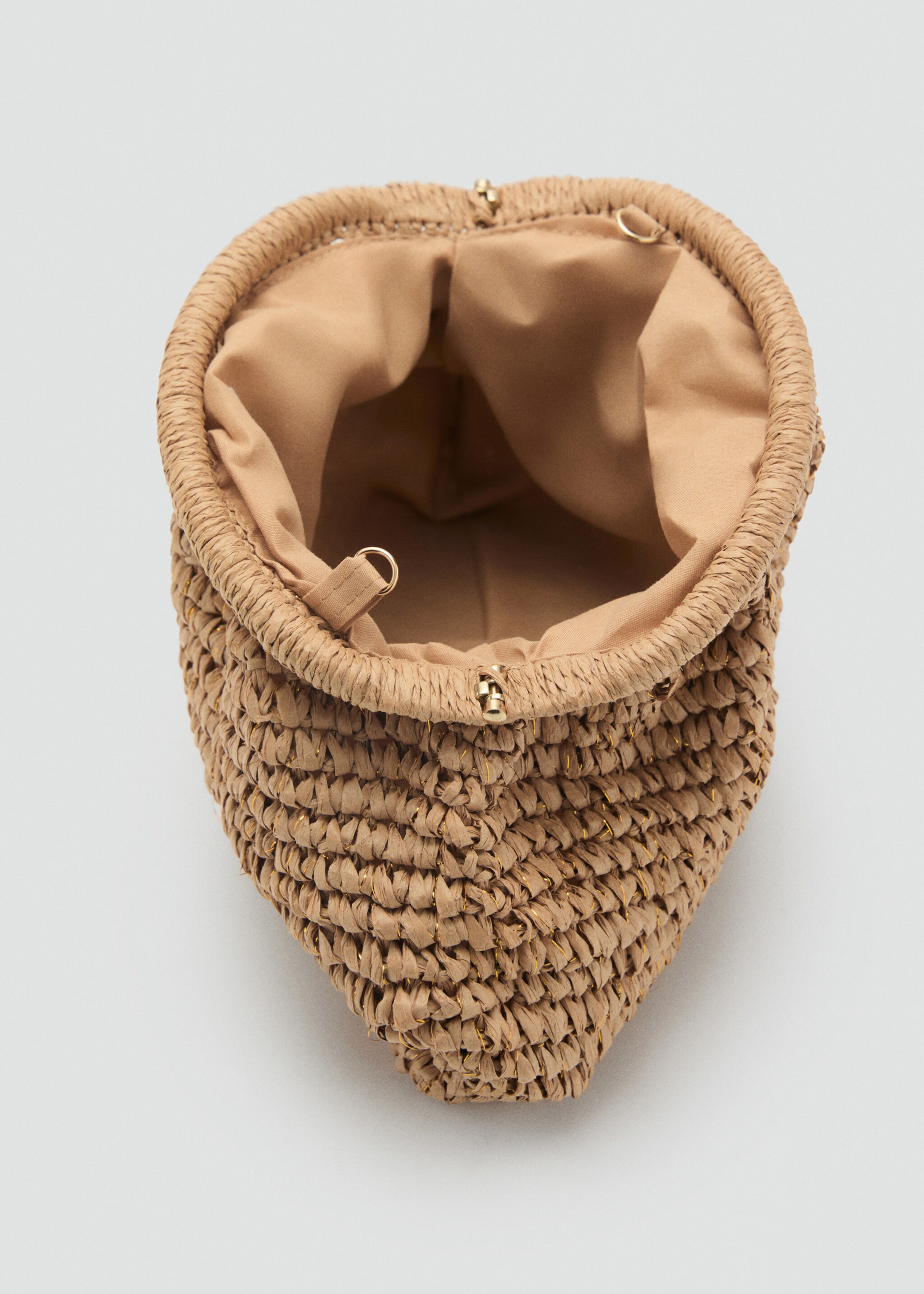 Natural fiber clutch bag - Details of the article 2, Sand. Ref: 87046722-00.