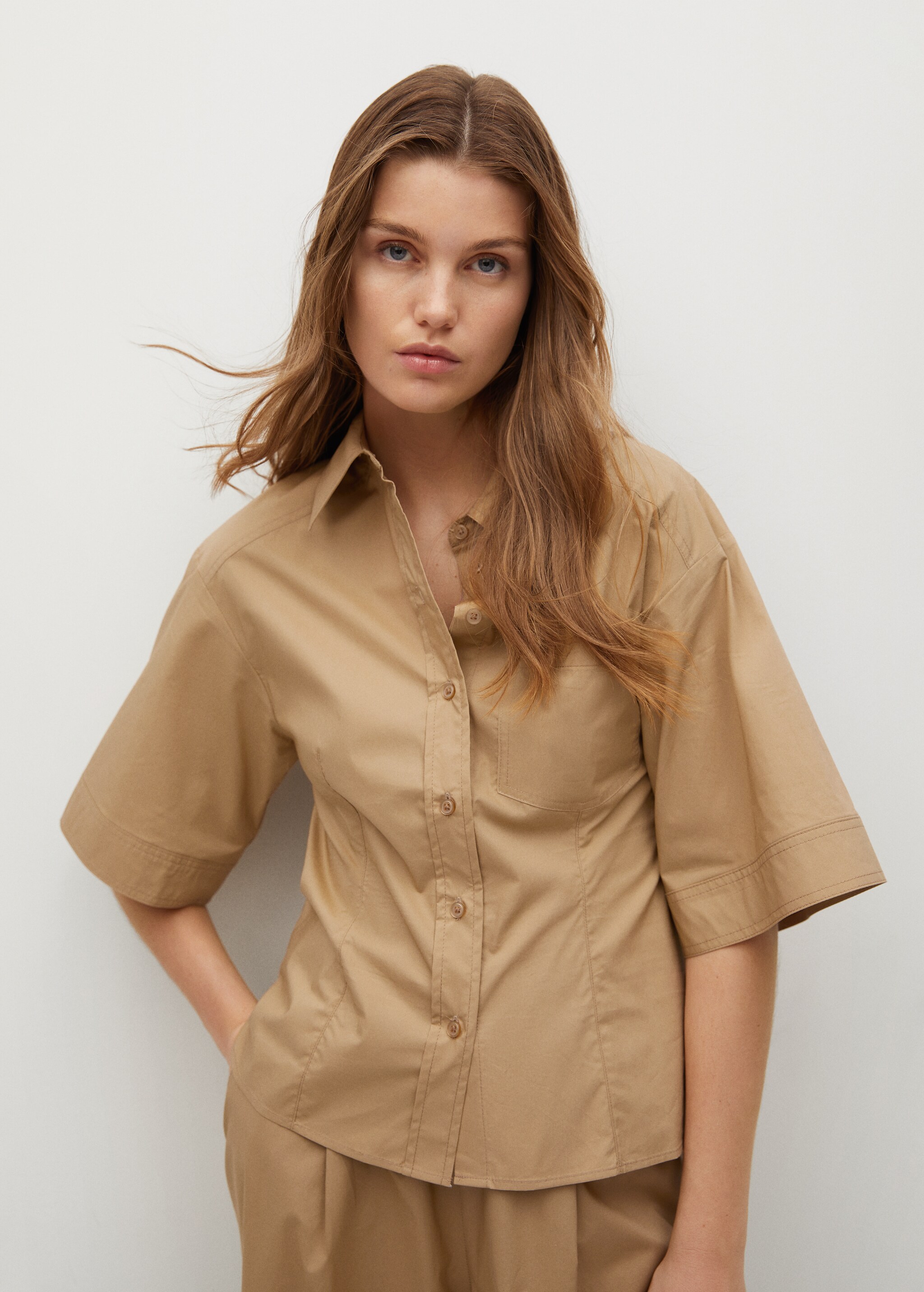 Flared sleeve cotton T-shirt - Medium plane