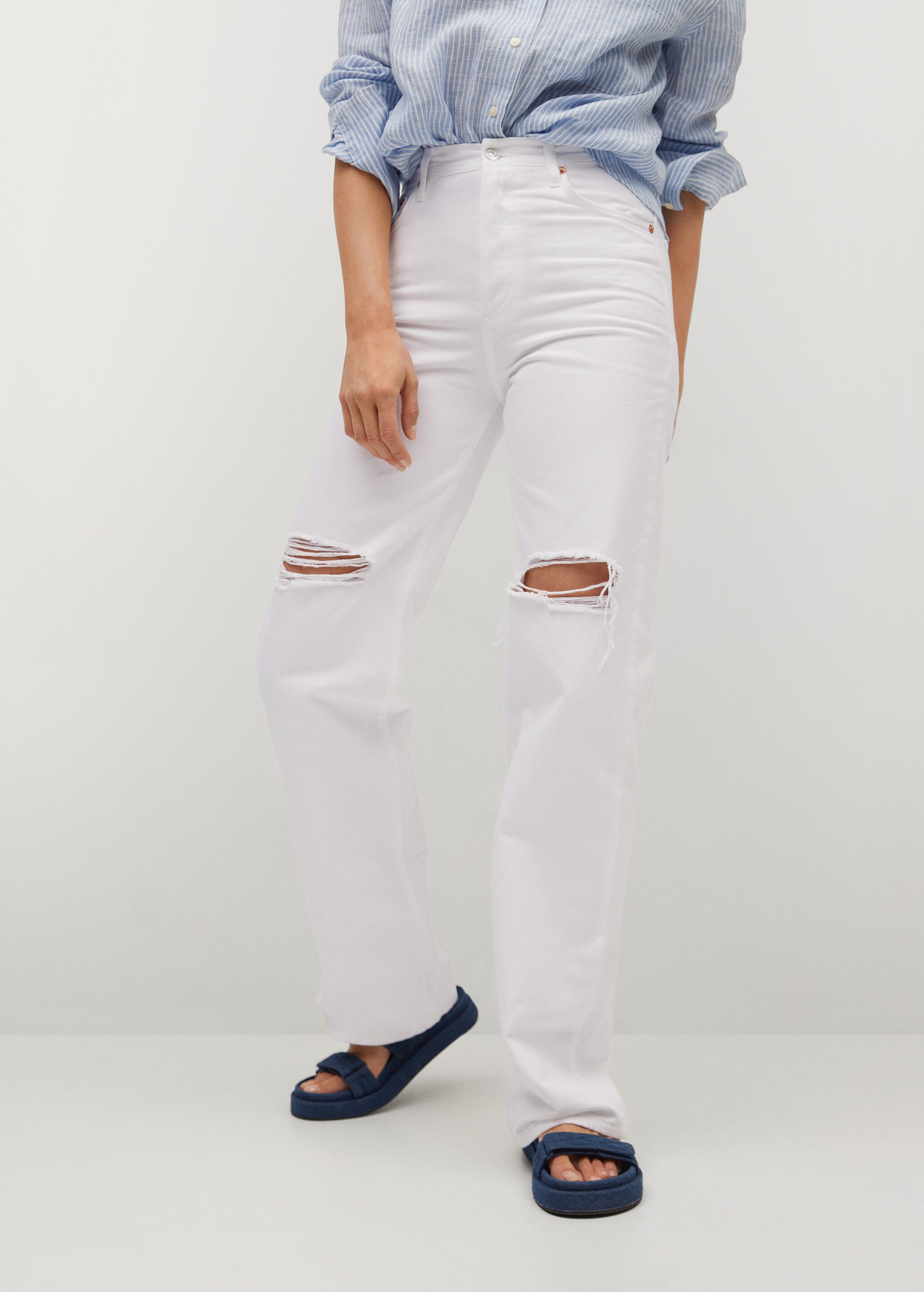 High waist straight jeans - Medium plane