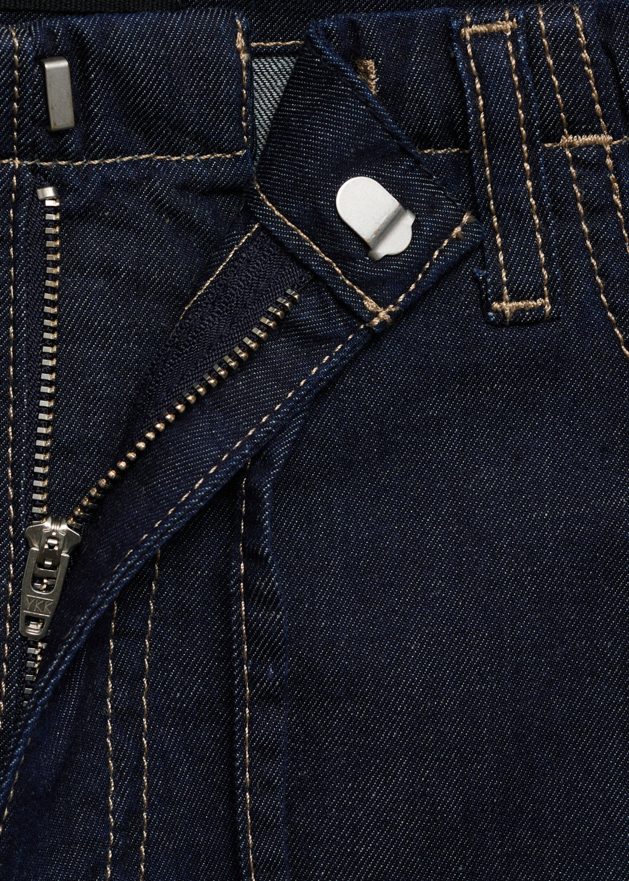 Wide-Leg-Denimhose mit Gürtel - Detail des Artikels 8, Blau. Ref: 87047179-00.