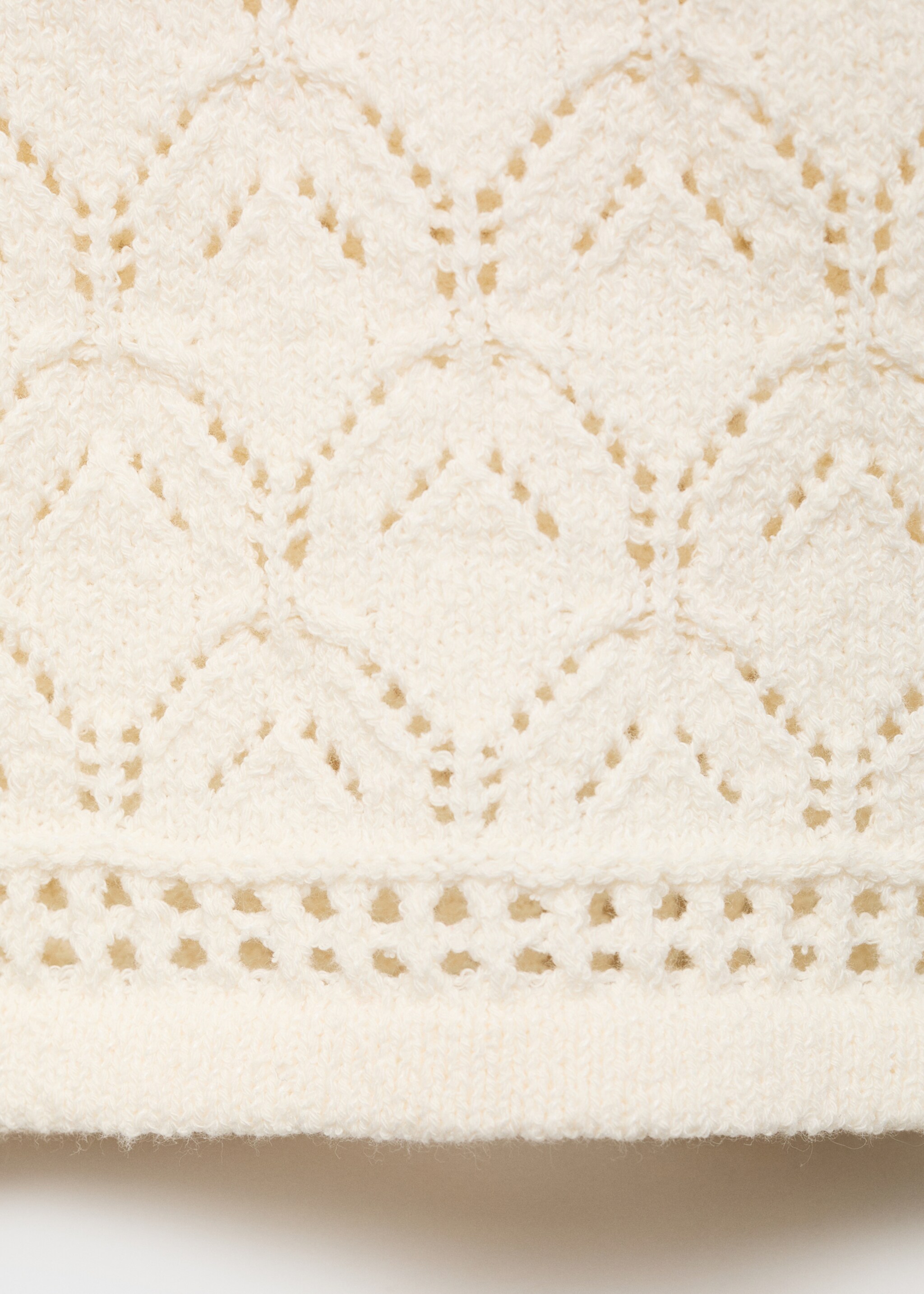 Dzianinowy kardigan z ażurowymi detalami - Szczegóły artykułu 0, Kremowy / écru. Ref: 87047182-00.