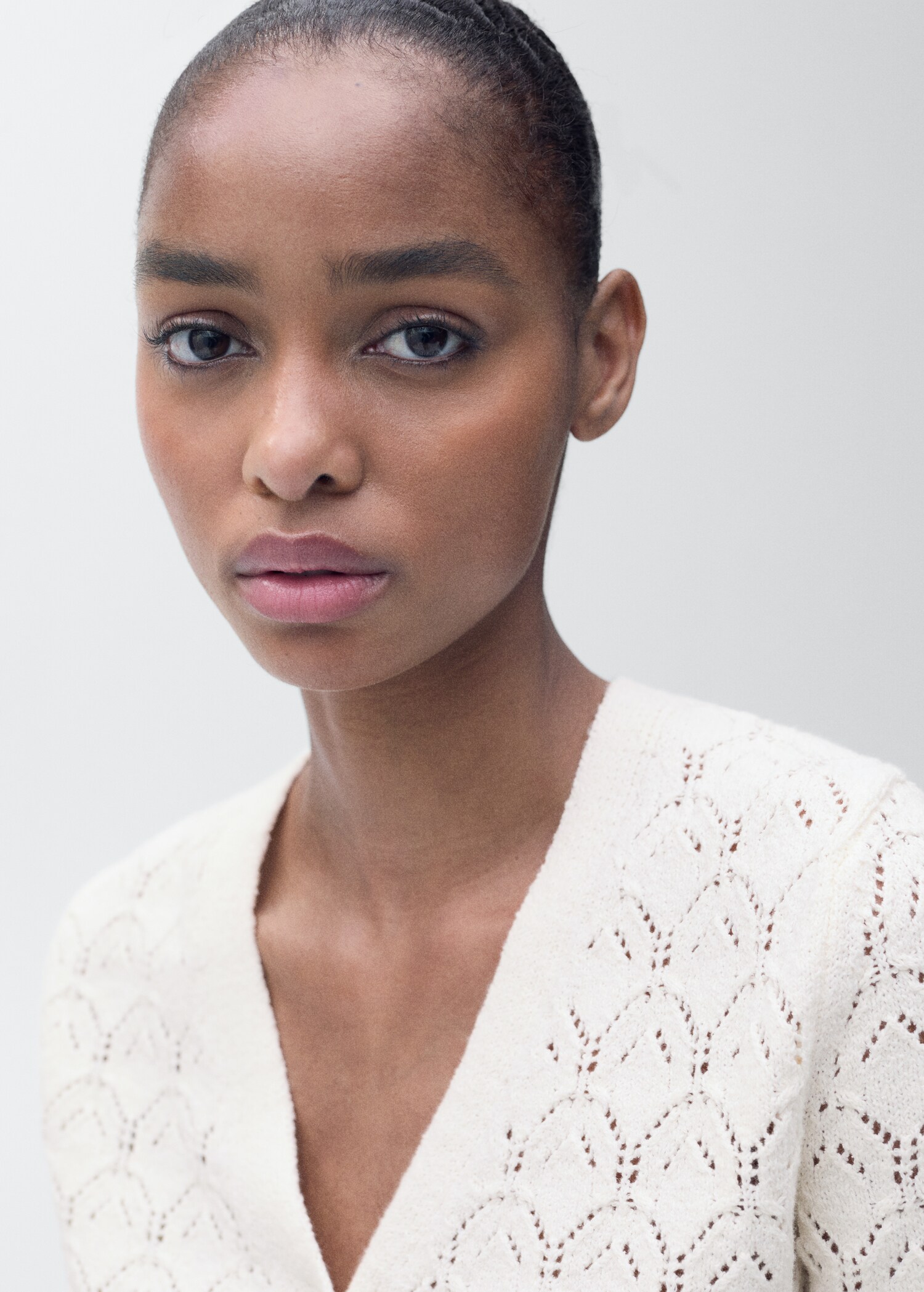 Openwork detail knit cardigan - Details of the article 1