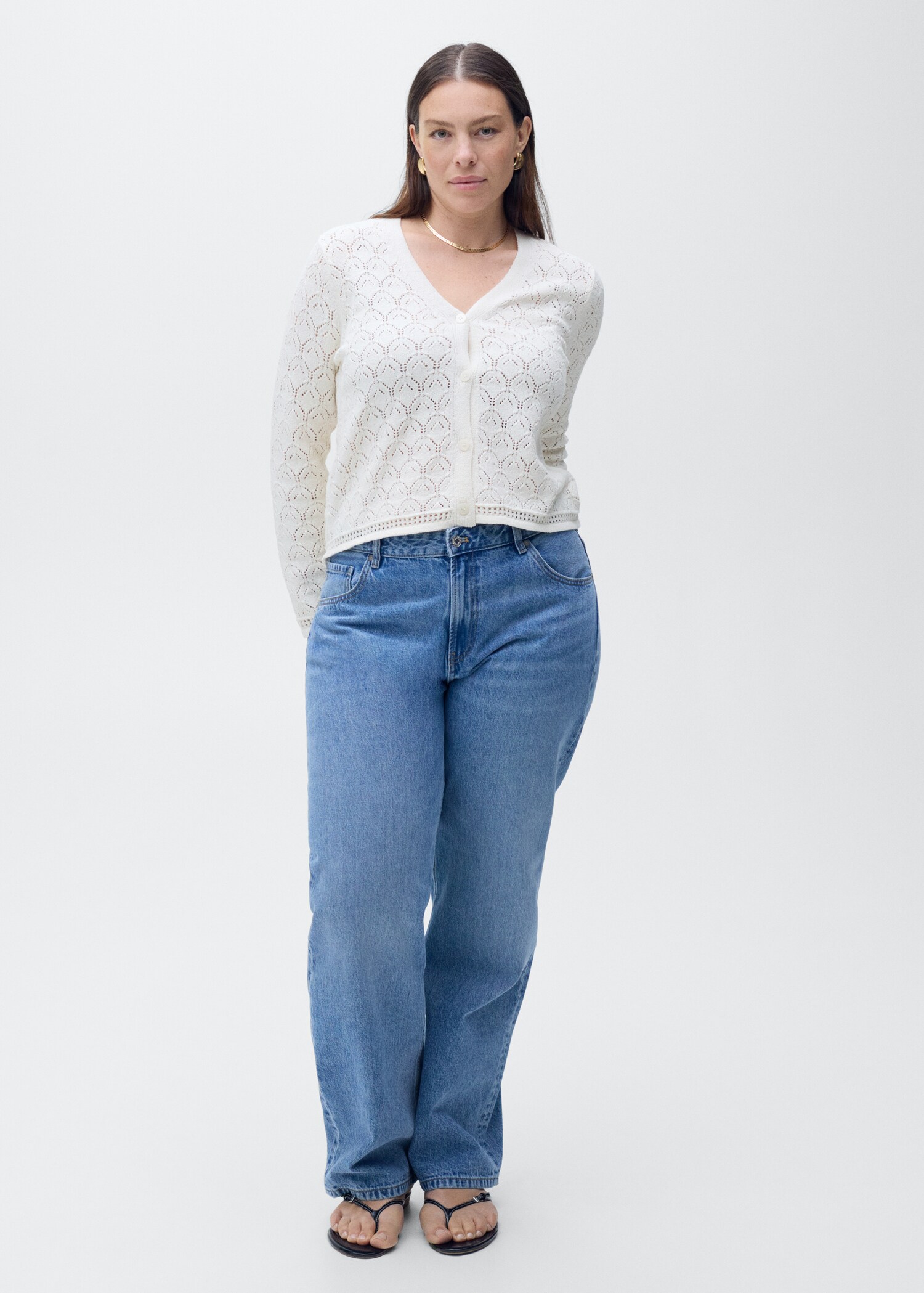 Openwork detail knit cardigan - Details of the article 3