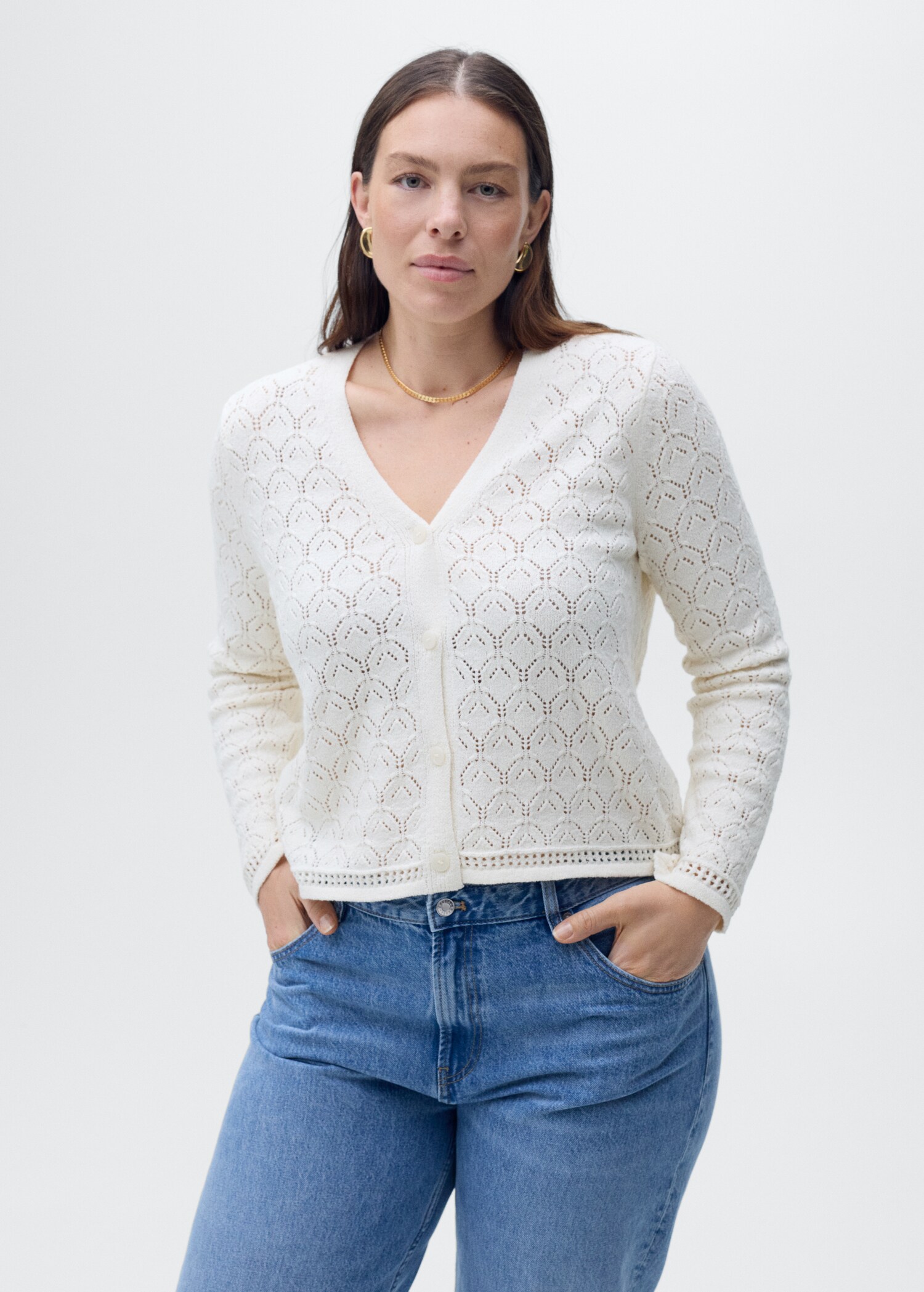 Openwork detail knit cardigan - Details of the article 5