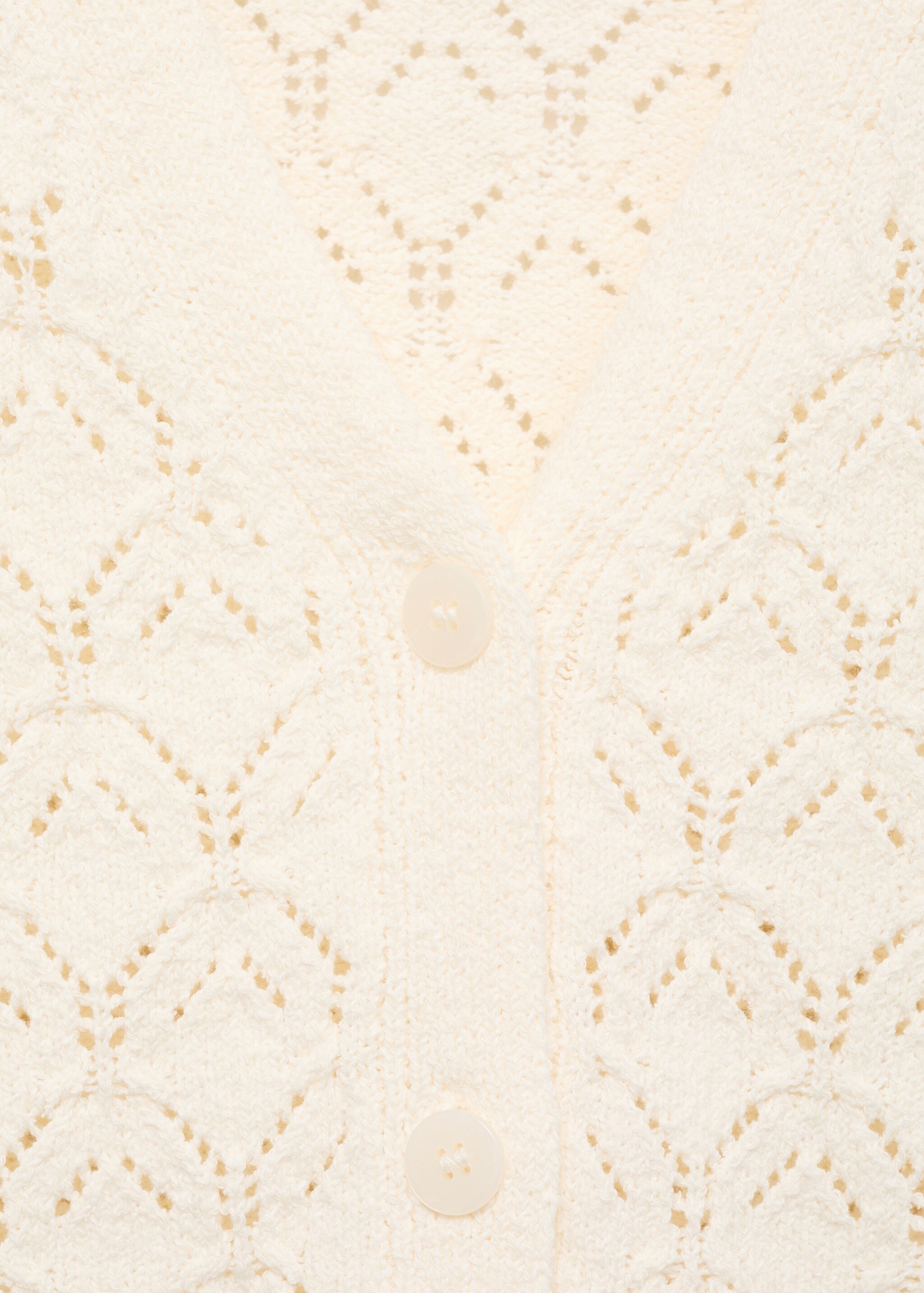 Dzianinowy kardigan z ażurowymi detalami - Szczegóły artykułu 8, Kremowy / écru. Ref: 87047182-00.