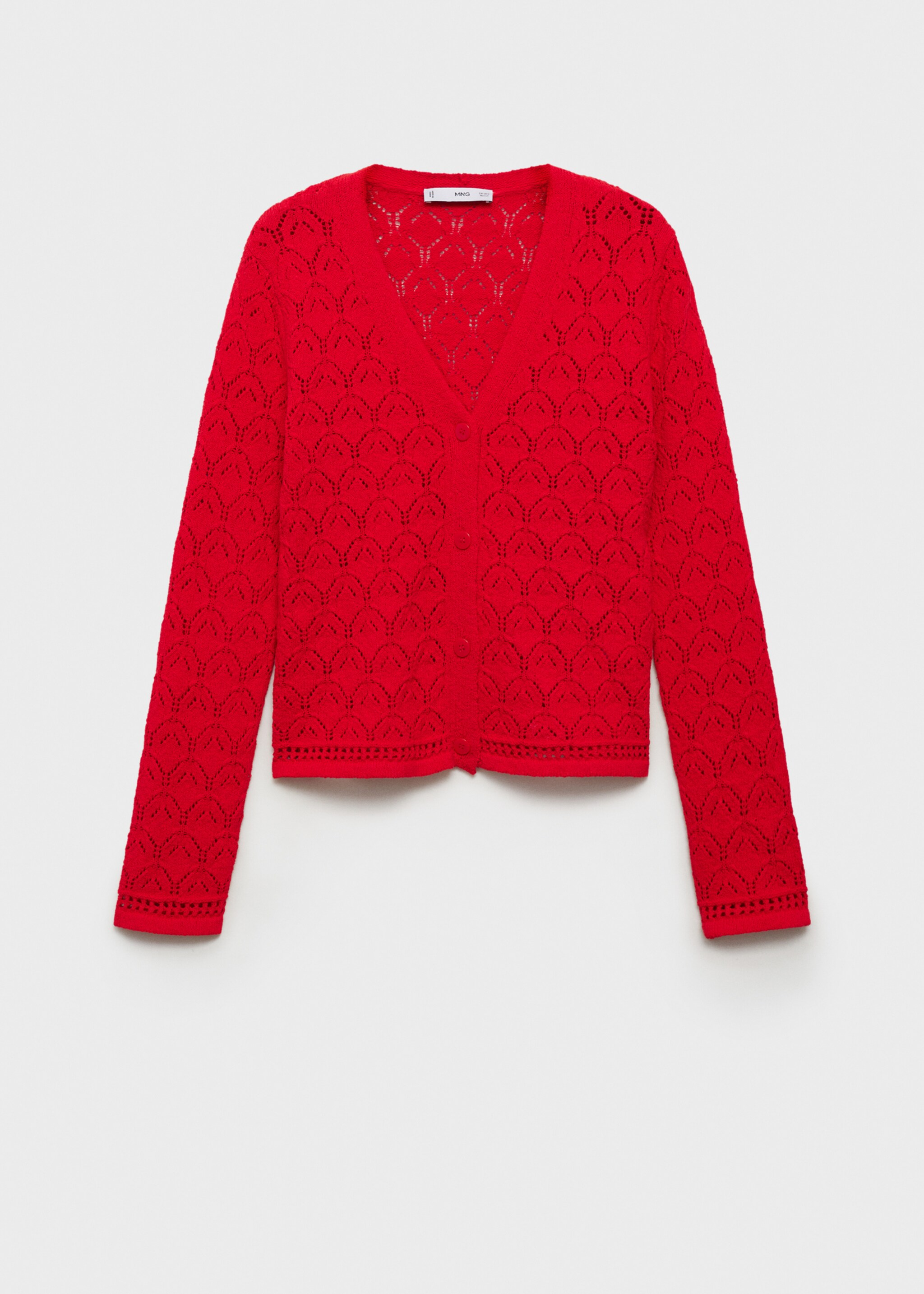 Openwork detail knit cardigan - Article without model, Red. Ref: 87047182-00.