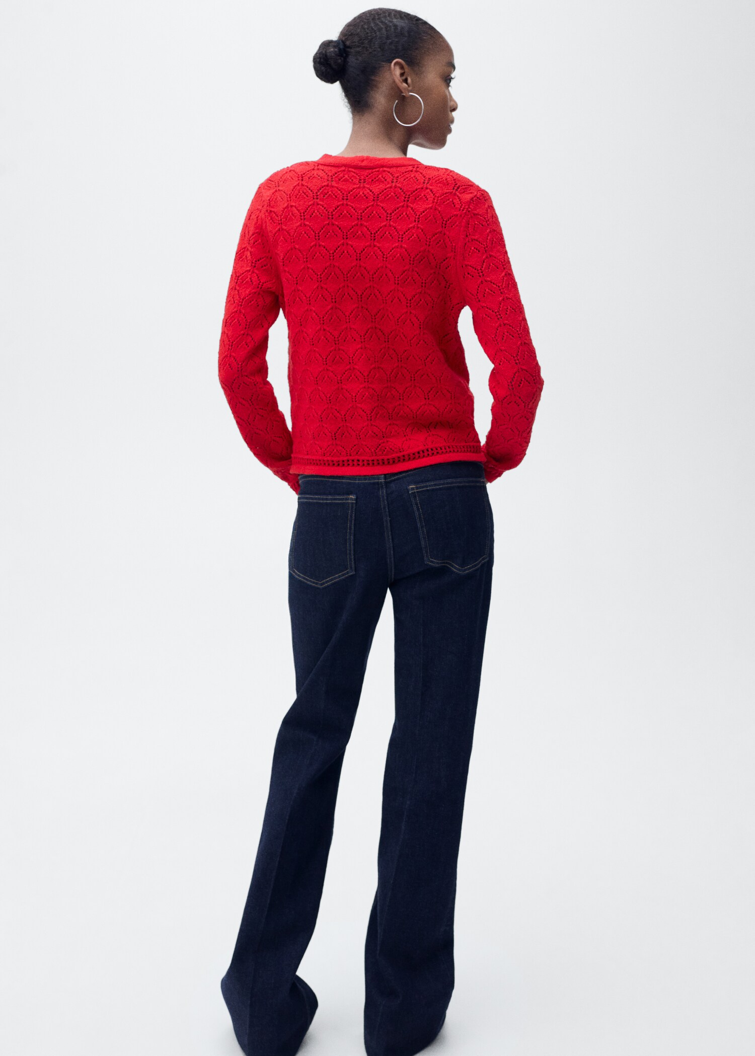 Openwork detail knit cardigan - Reverse of the article