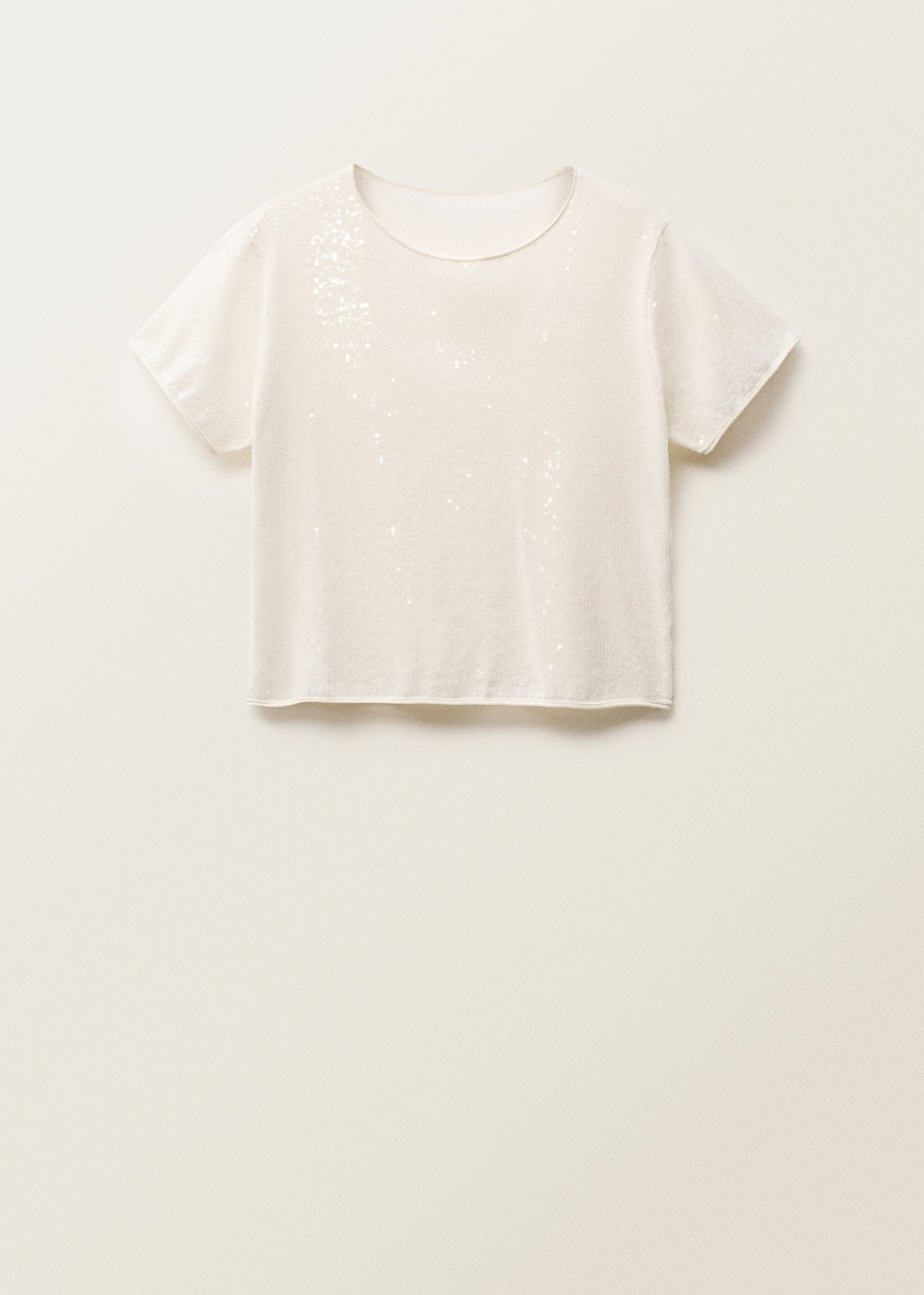 Kortärmad stickad paljettröja - Artikel utan modell, Vanilj. Ref: 87047190-00.