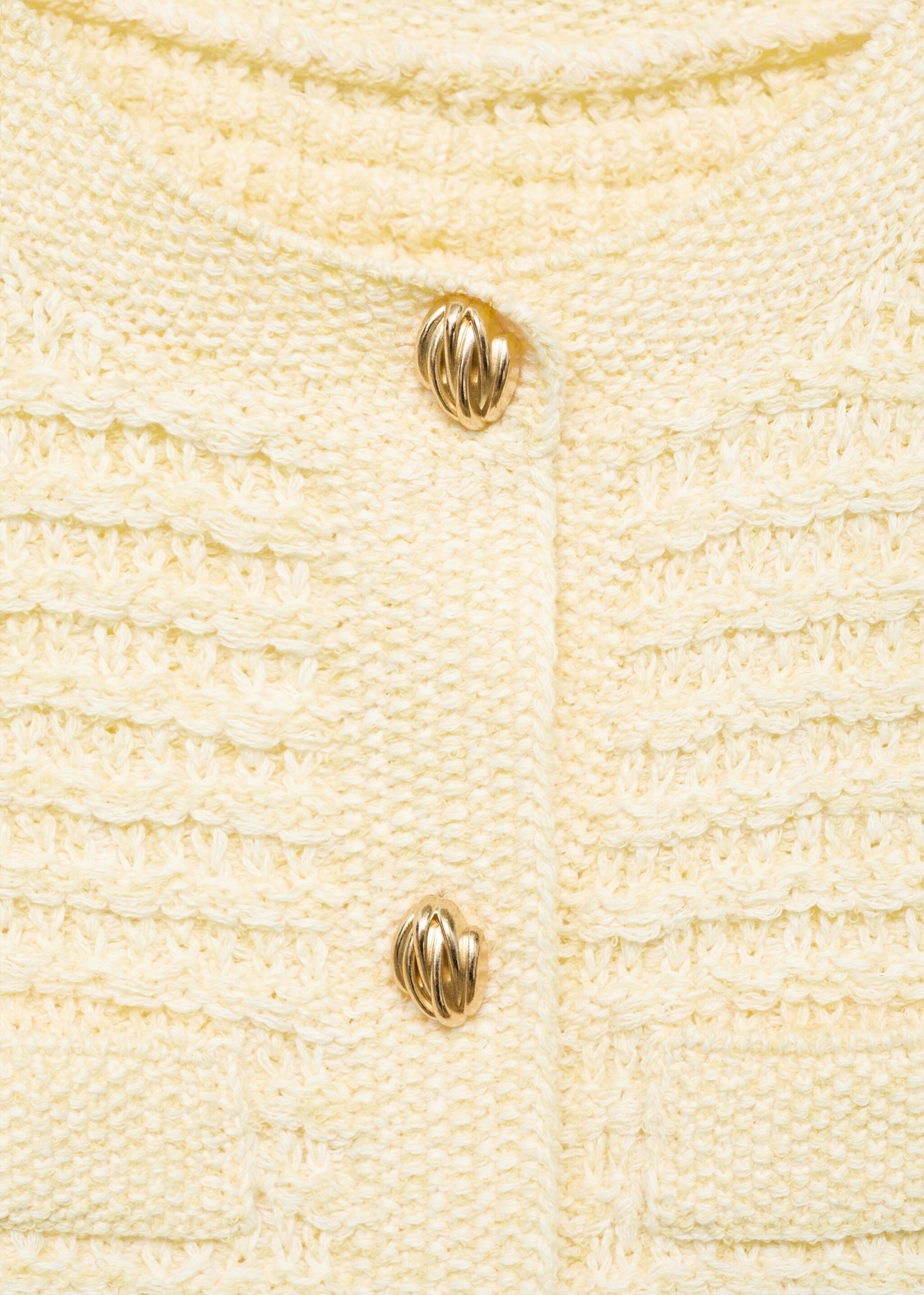 Strickcardigan mit Schmuckknöpfen - Detail des Artikels 8, Pastellgelb. Ref: 87047191-00.