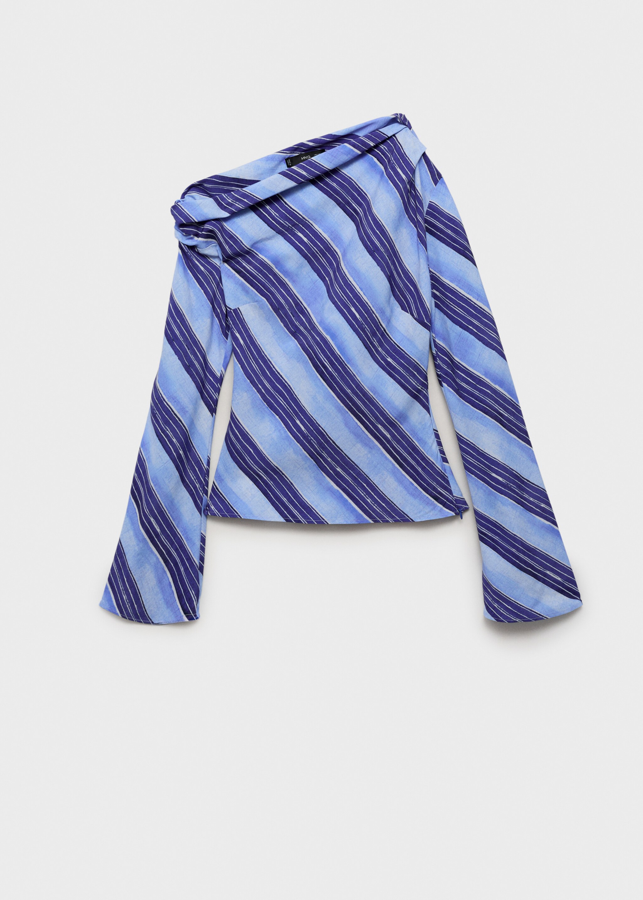 Asymmetrical striped blouse - Article without model, Sky Blue. Ref: 87047193-00.