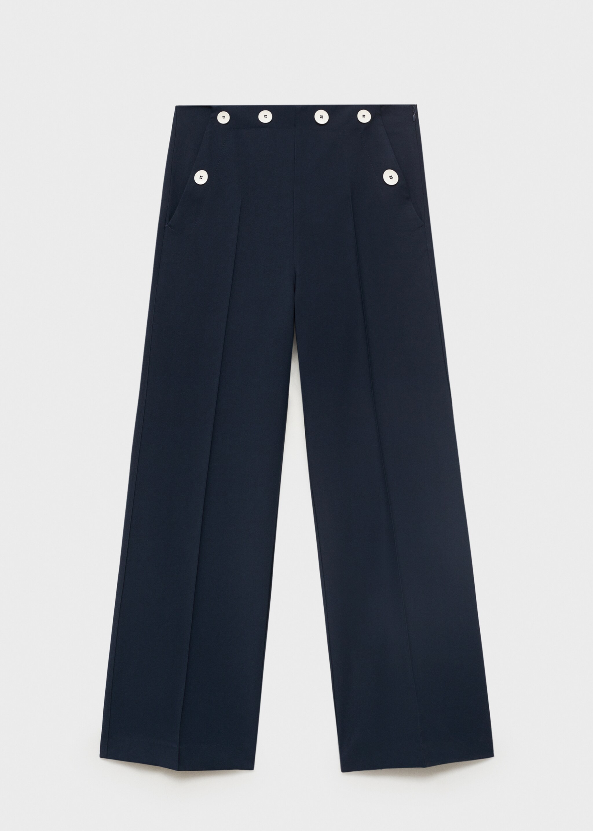 Straight-fit trousers with contrasting buttons - Article without model, Navy. Ref: 87047196-00.