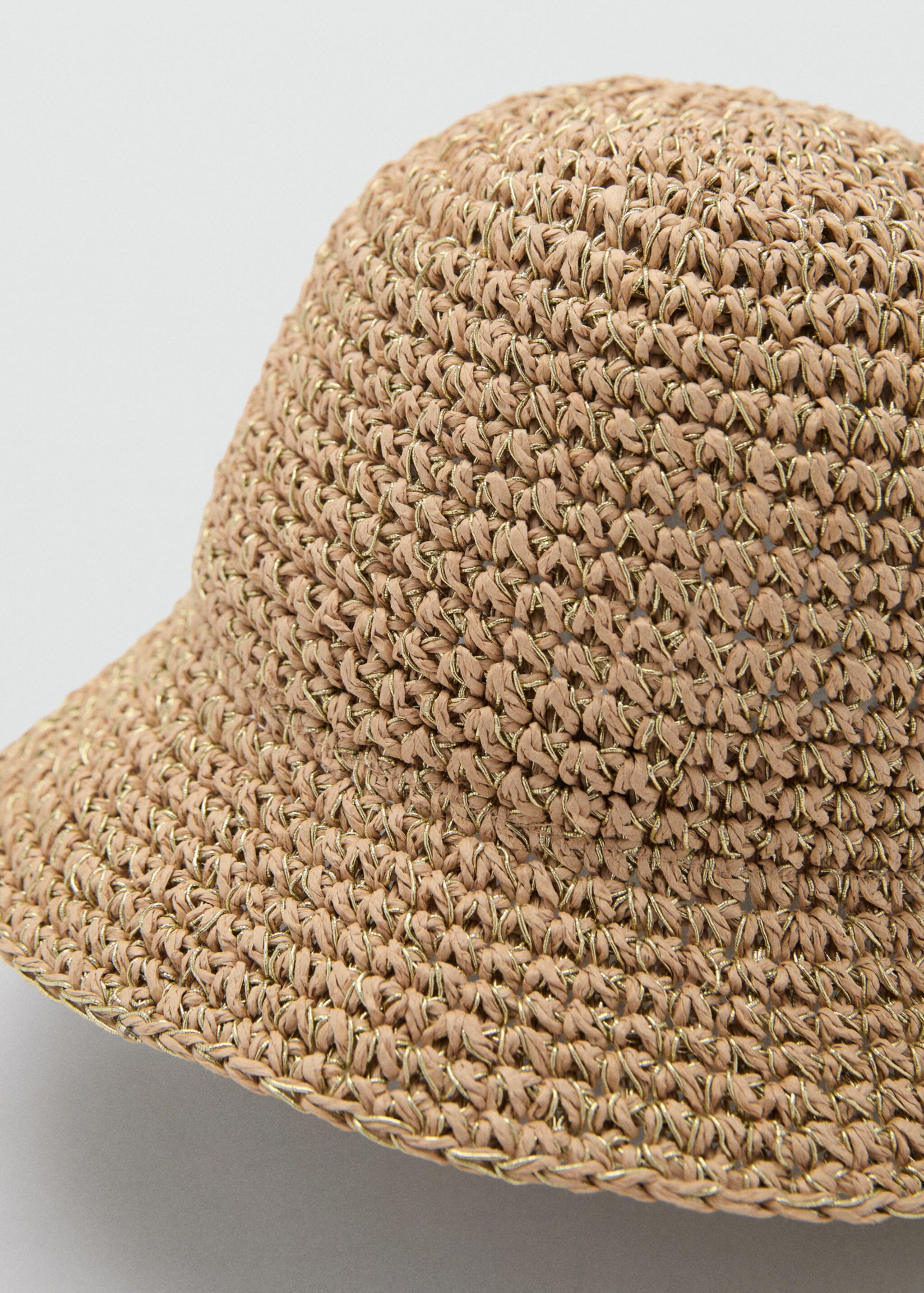Lurex straw bucket hat - Medium plane, Beige. Ref: 87047671-00.